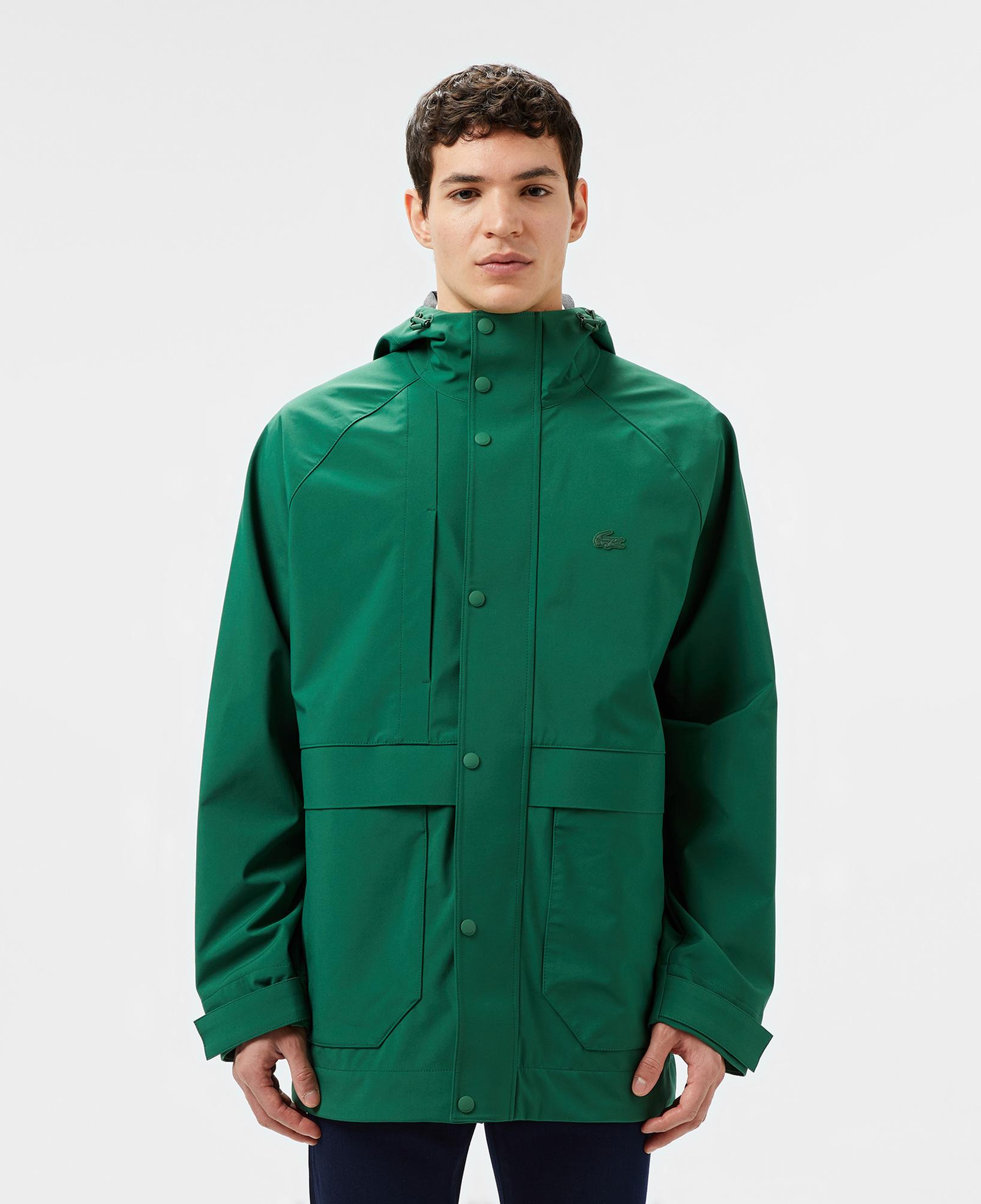 Erkek Regular Fit Kapüşonlu Yeşil Yağmurluk