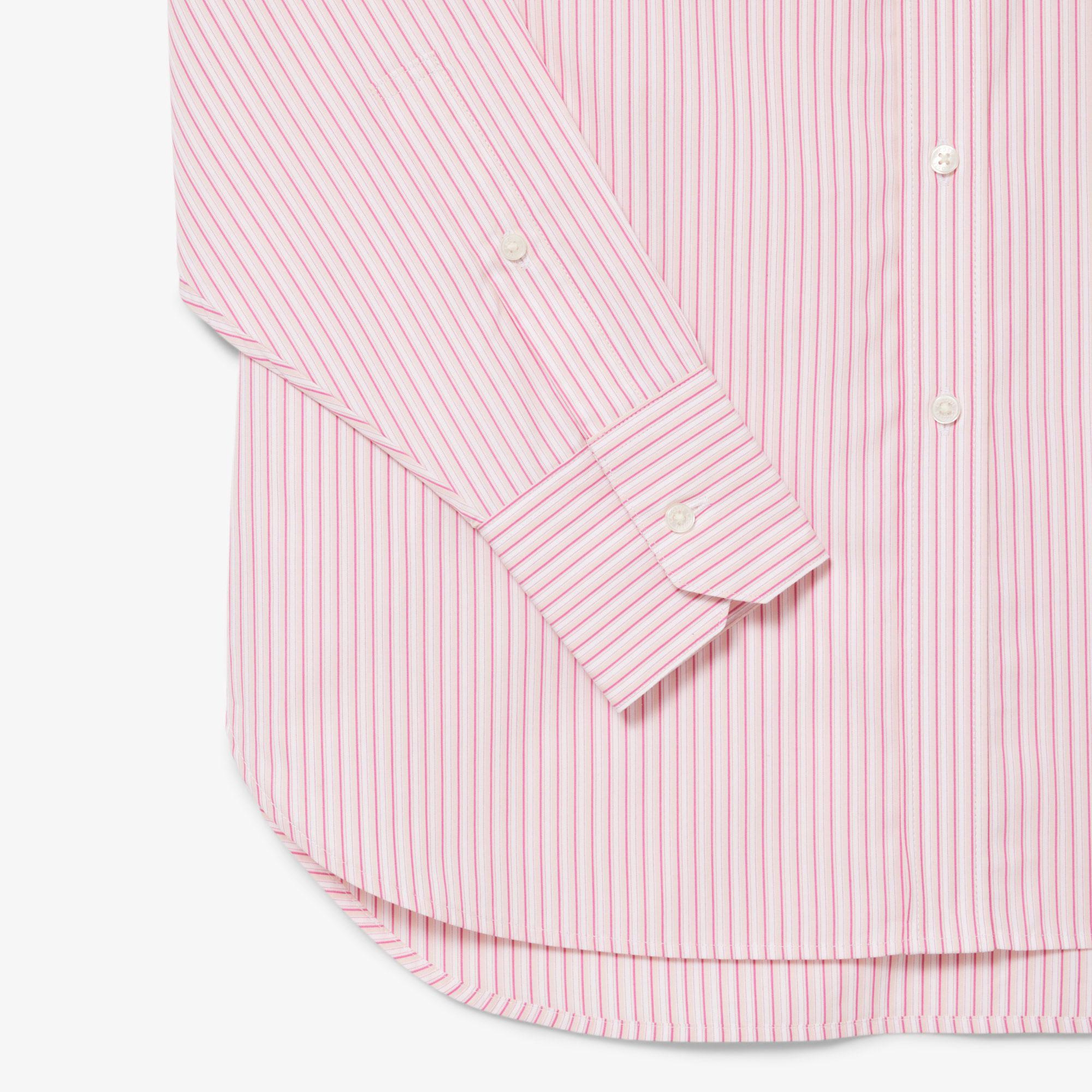 Kadın Oversize Fit Çizgili Pembe Gömlek