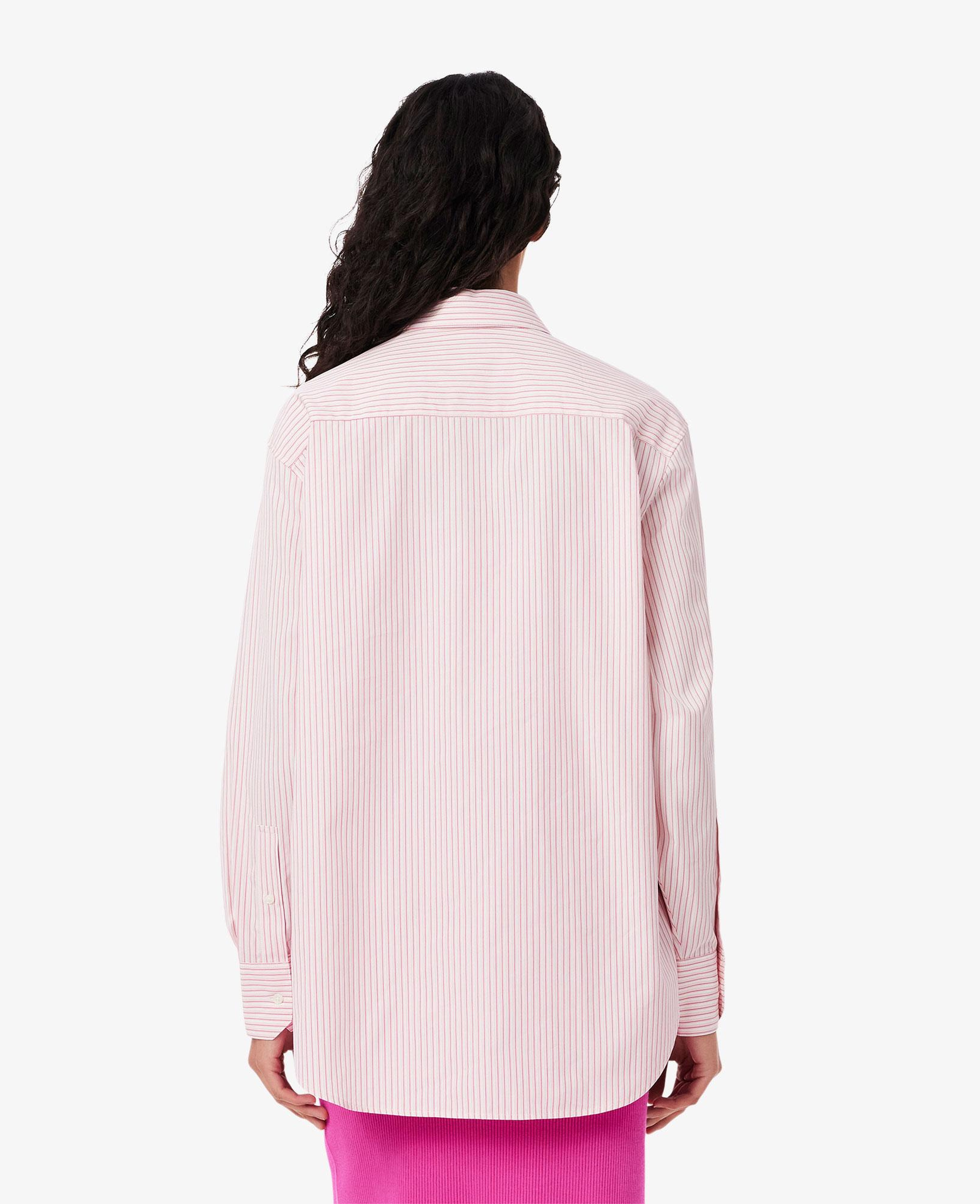 Kadın Oversize Fit Çizgili Pembe Gömlek