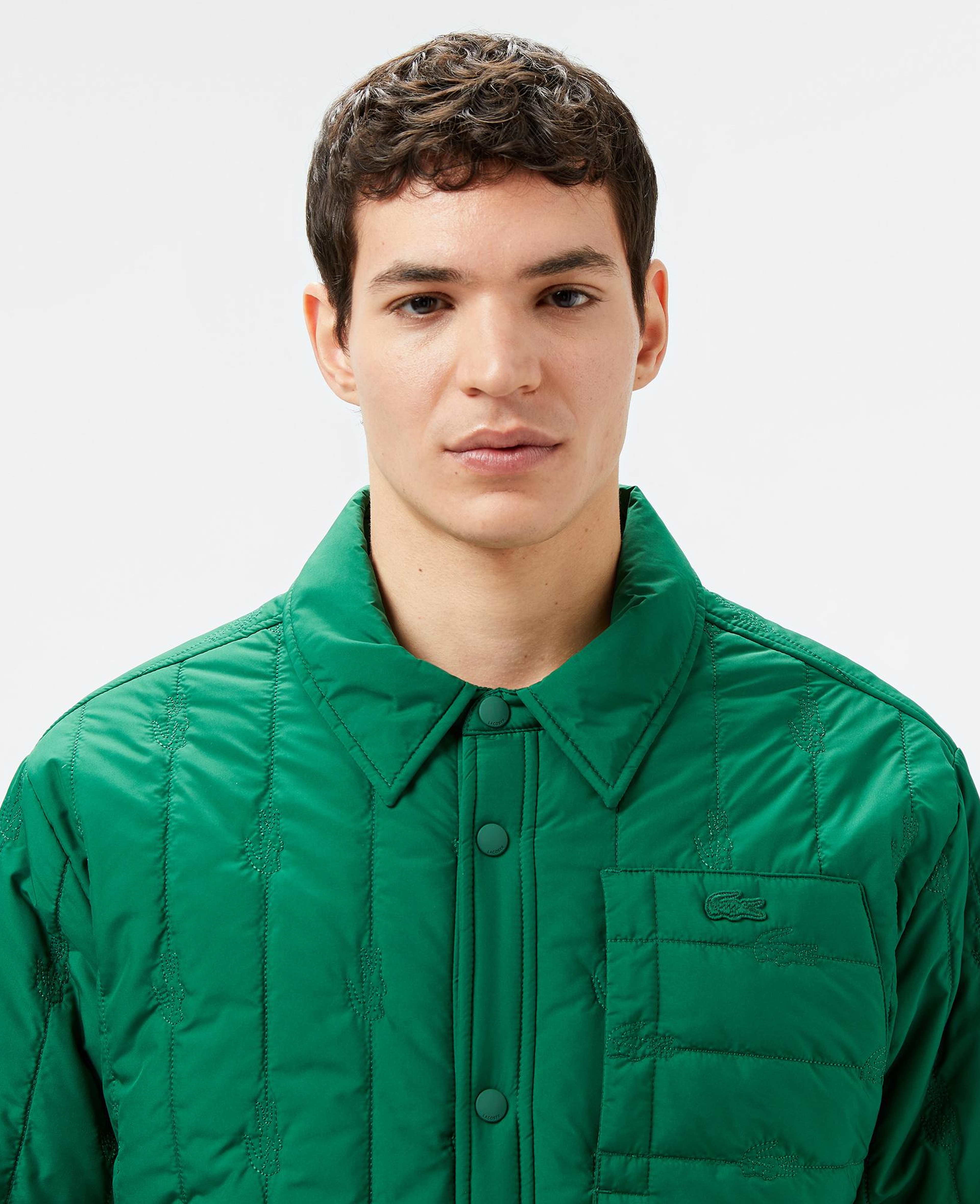 Erkek Relaxed Fit Gömlek Yaka Desenli Yeşil Ceket