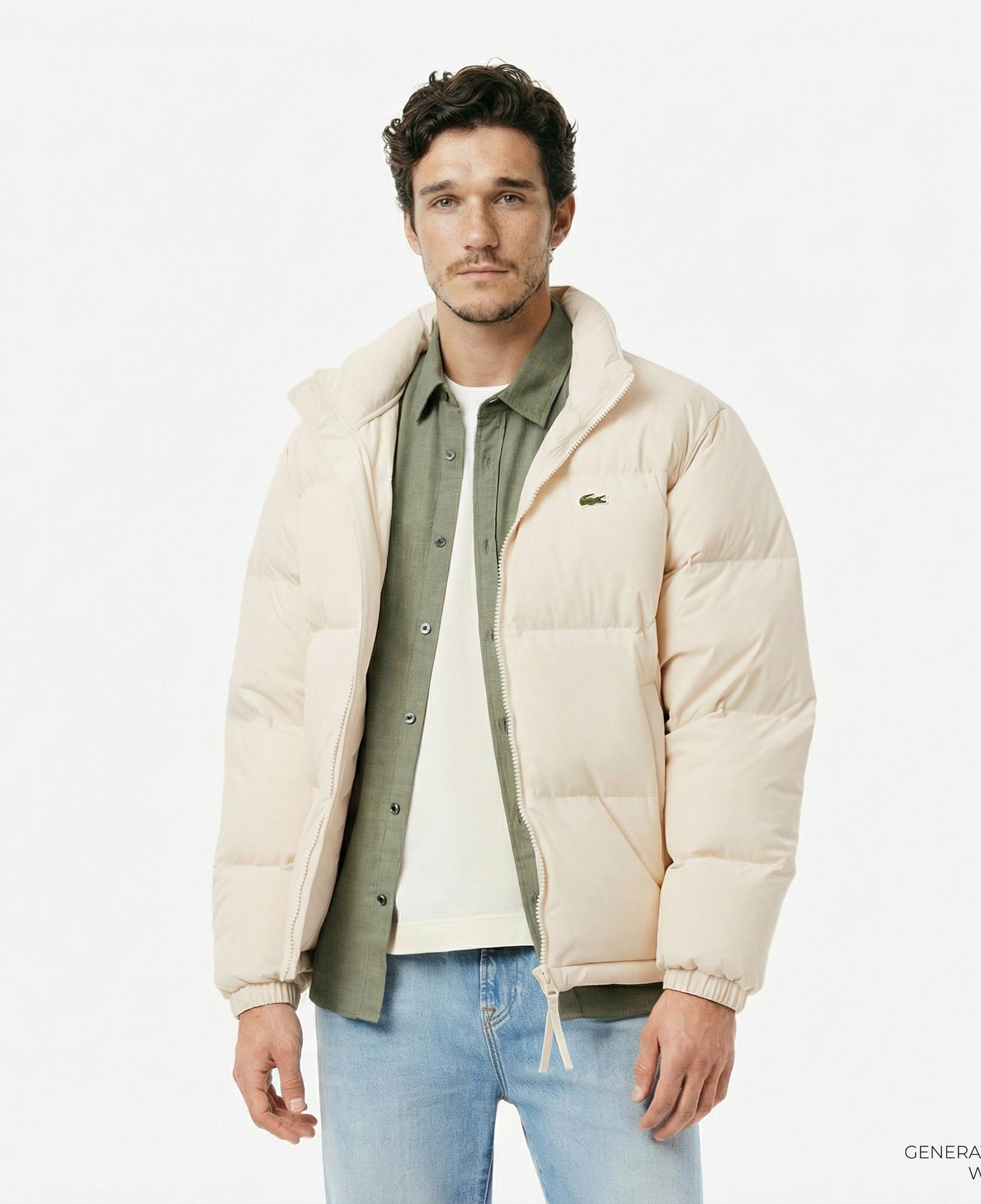 Lacoste Erkek Relaxed Fit Kapüşonlu Krem Mont