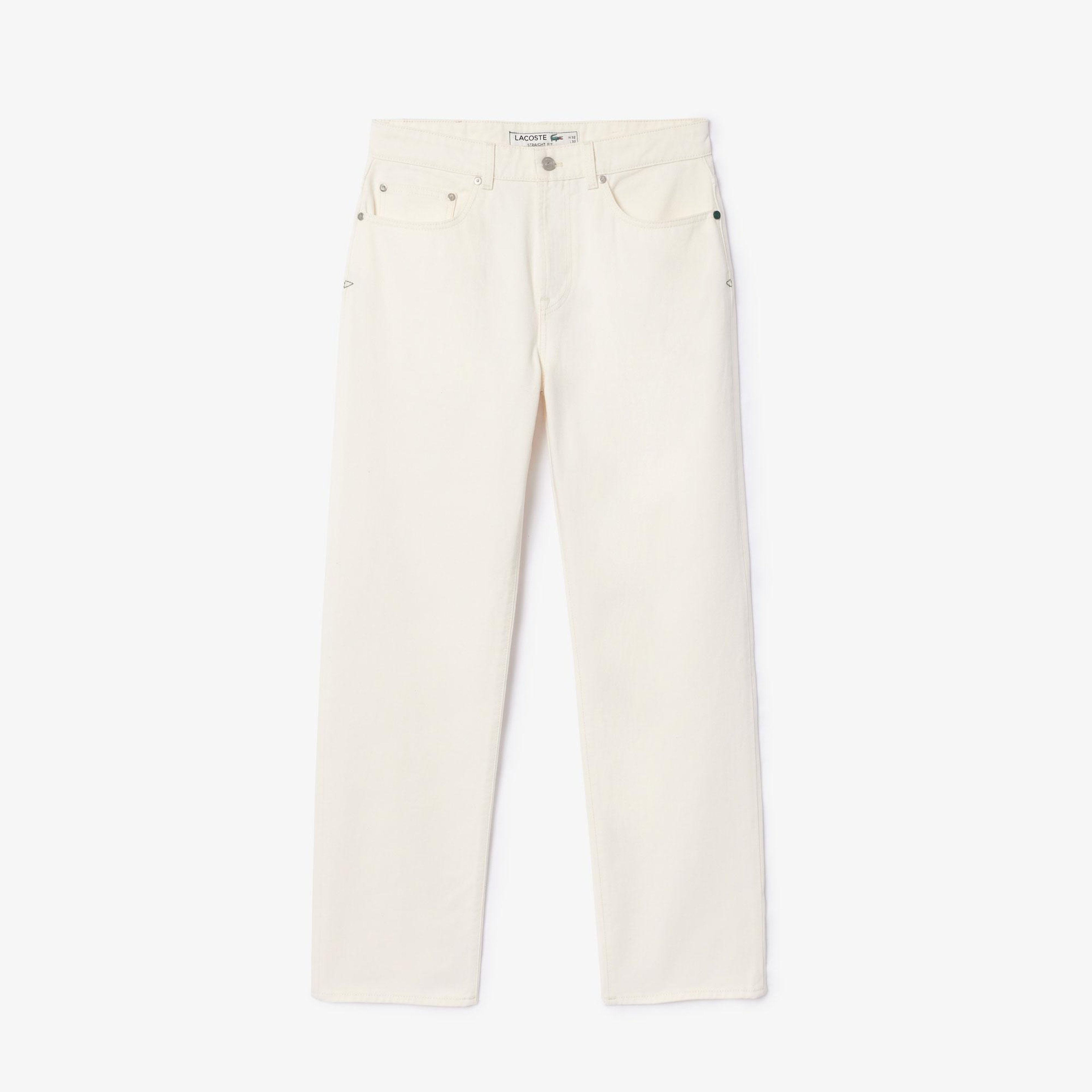 Erkek Straight Fit Krem Jean Pantolon