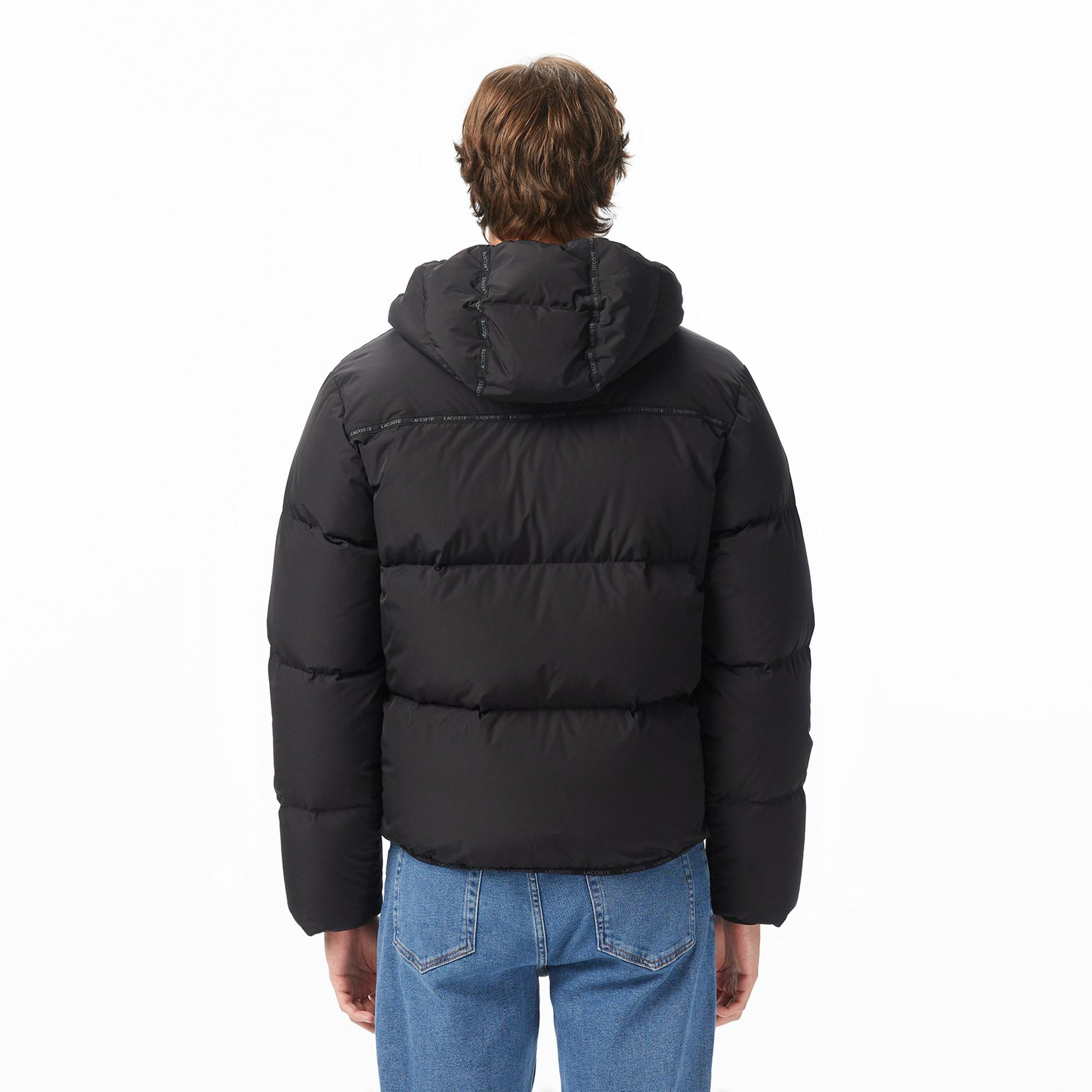 Lacoste Erkek Relaxed Fit Kapüşonlu Siyah Mont