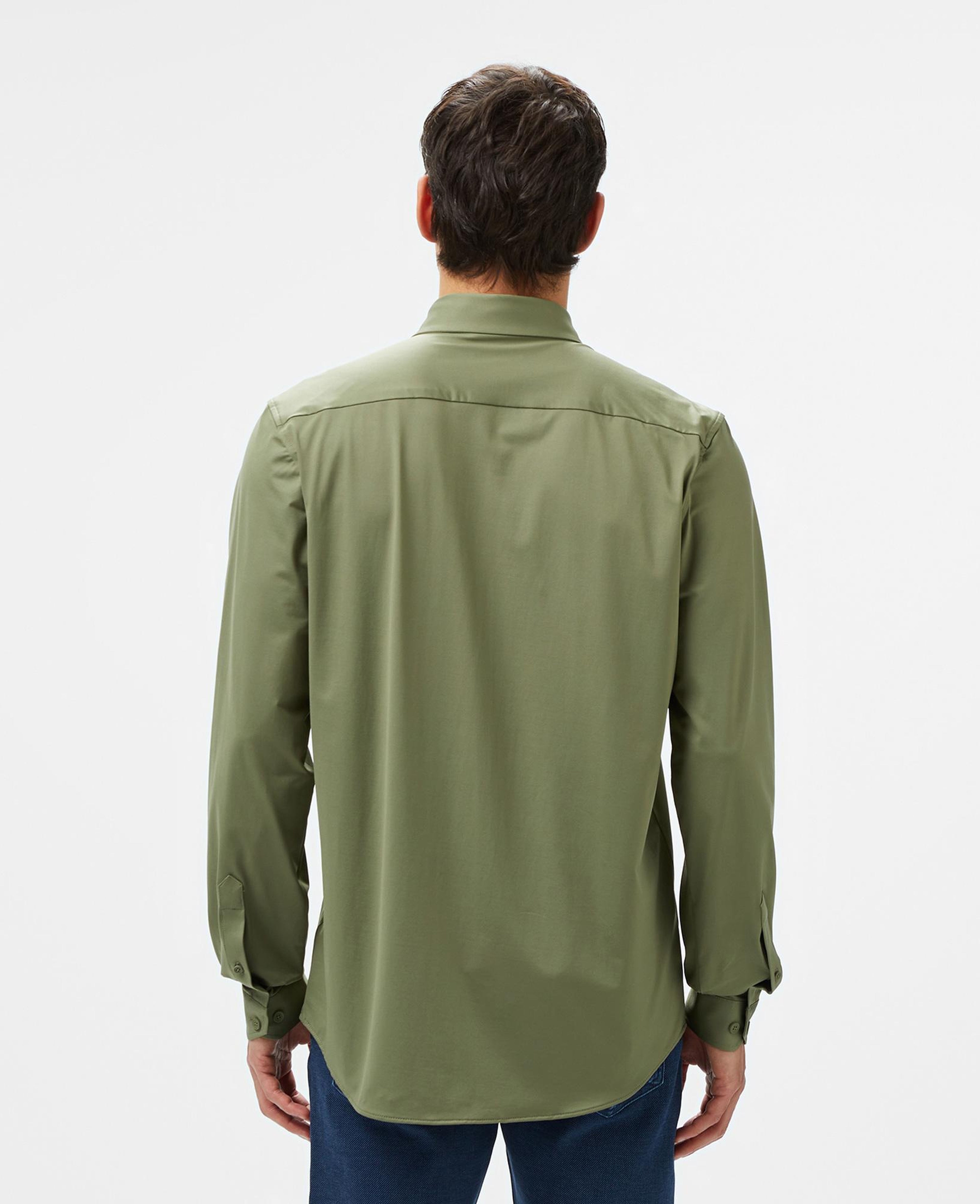 Erkek Slim Fit Haki Gömlek