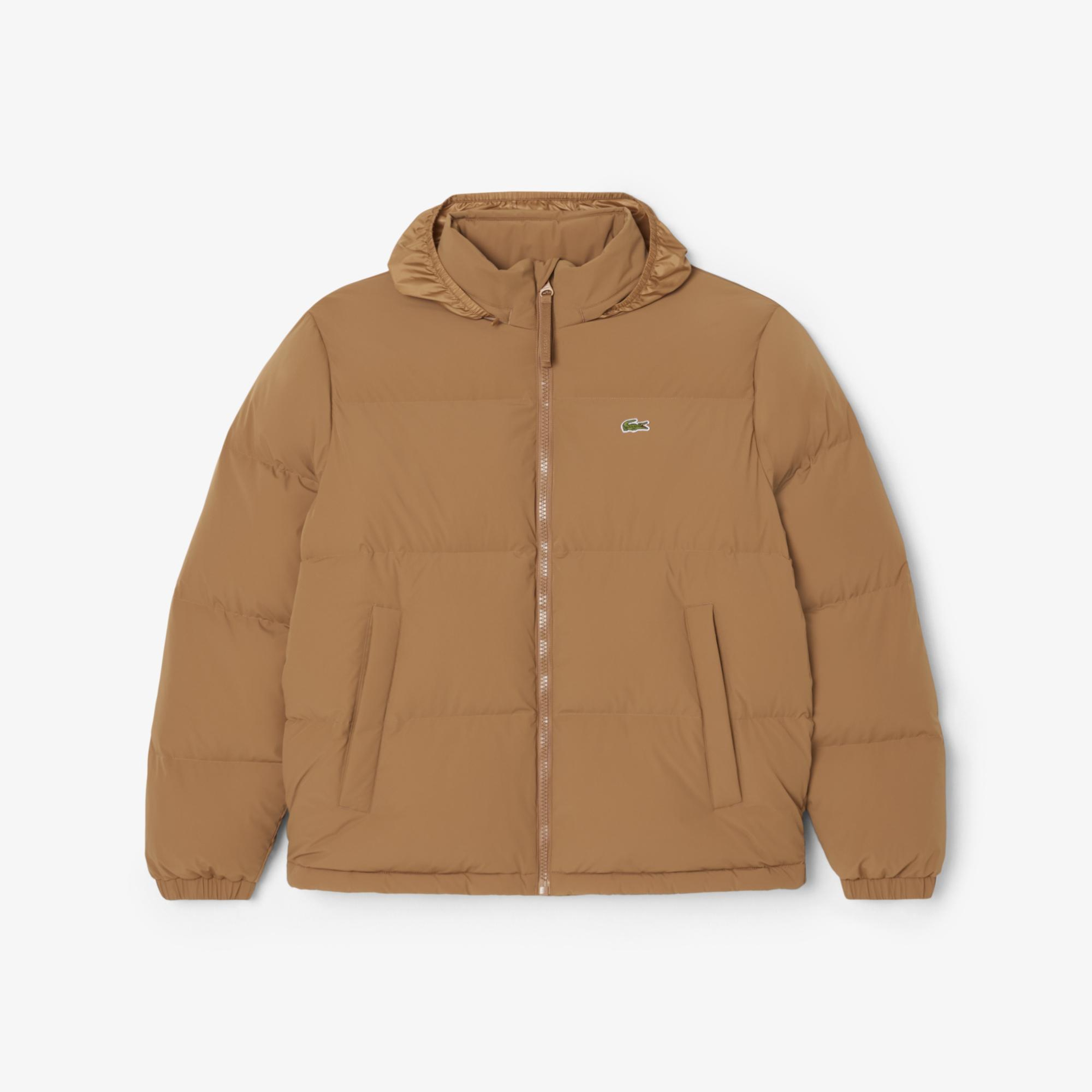 Lacoste Erkek Relaxed Fit Kapüşonlu Koyu Kahverengi Mont