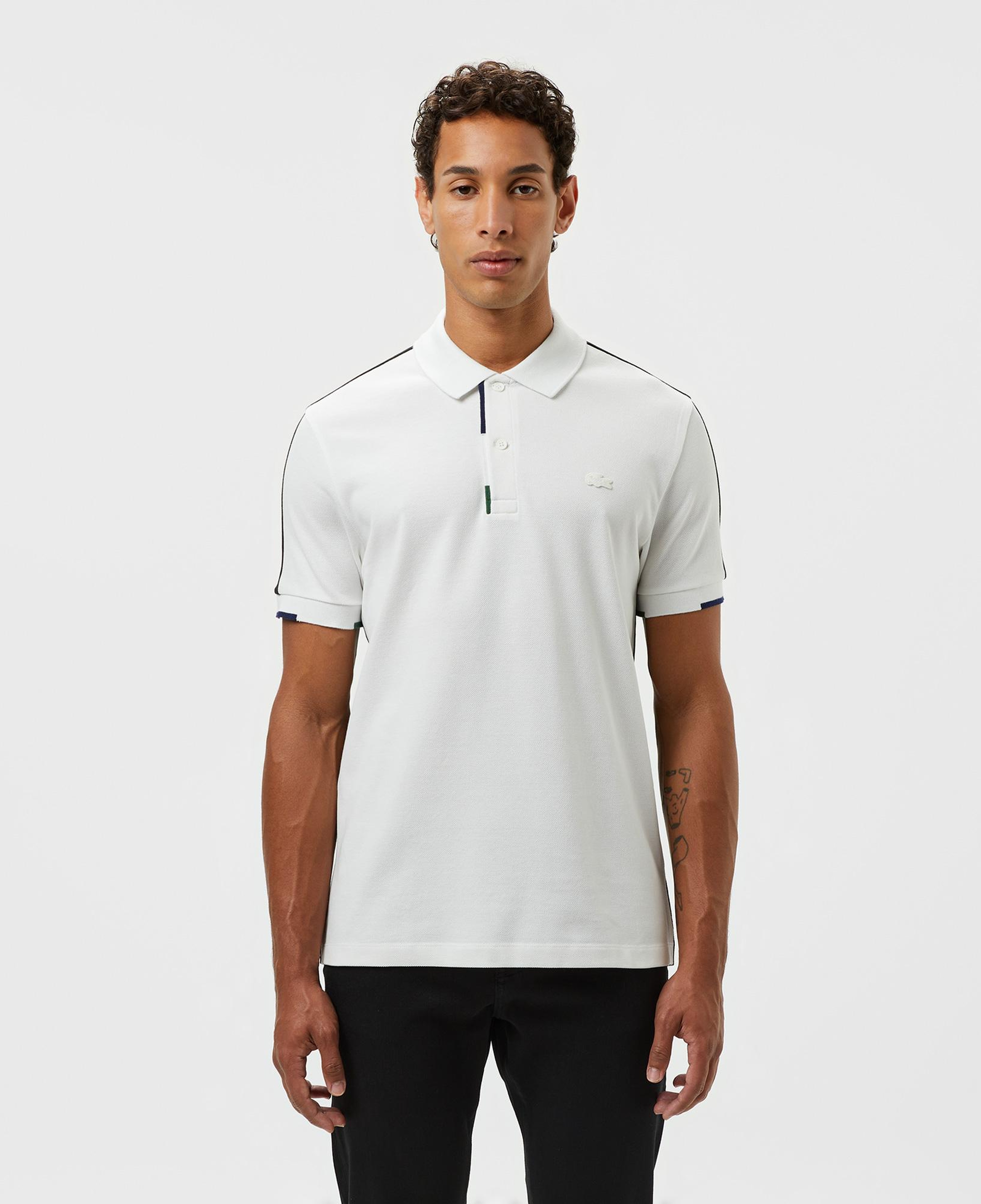 Erkek Regular Fit Renk Bloklu Beyaz Polo