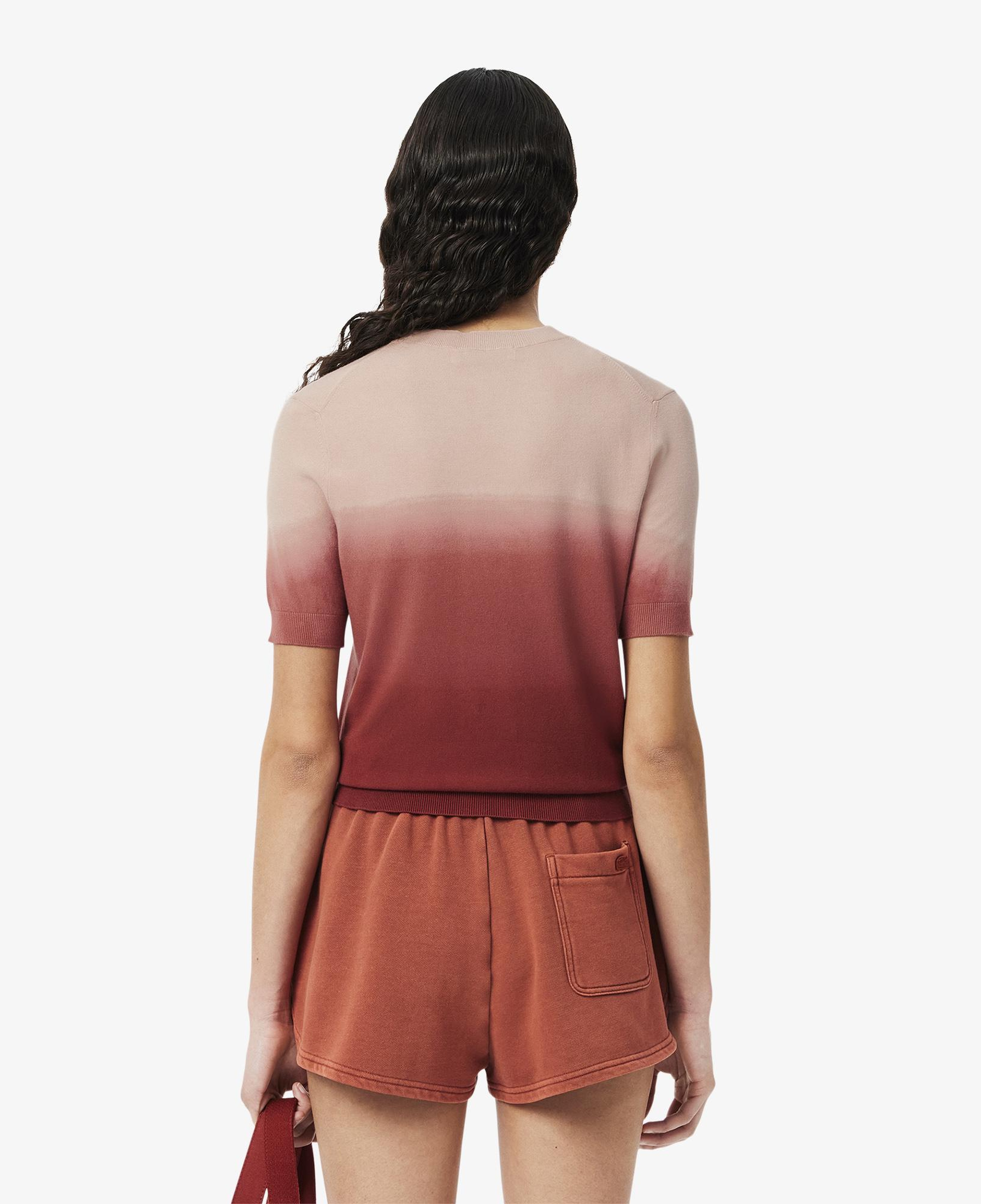 Kadın Classic Fit Kısa Kollu Bisiklet Yaka Renk Bloklu Pembe Triko