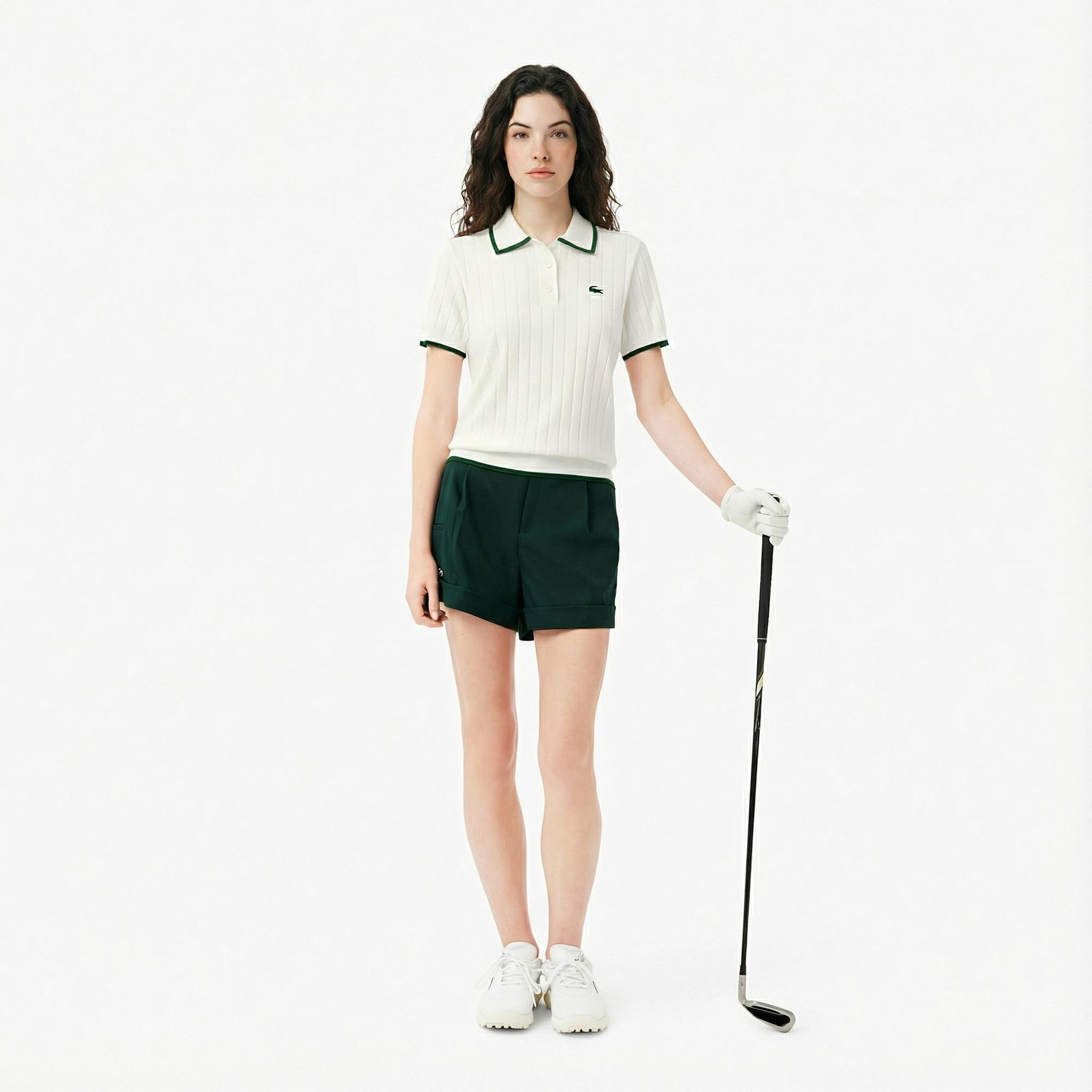 Lacoste Kadın Regular Fit Kısa Kollu Polo Yaka Beyaz Triko