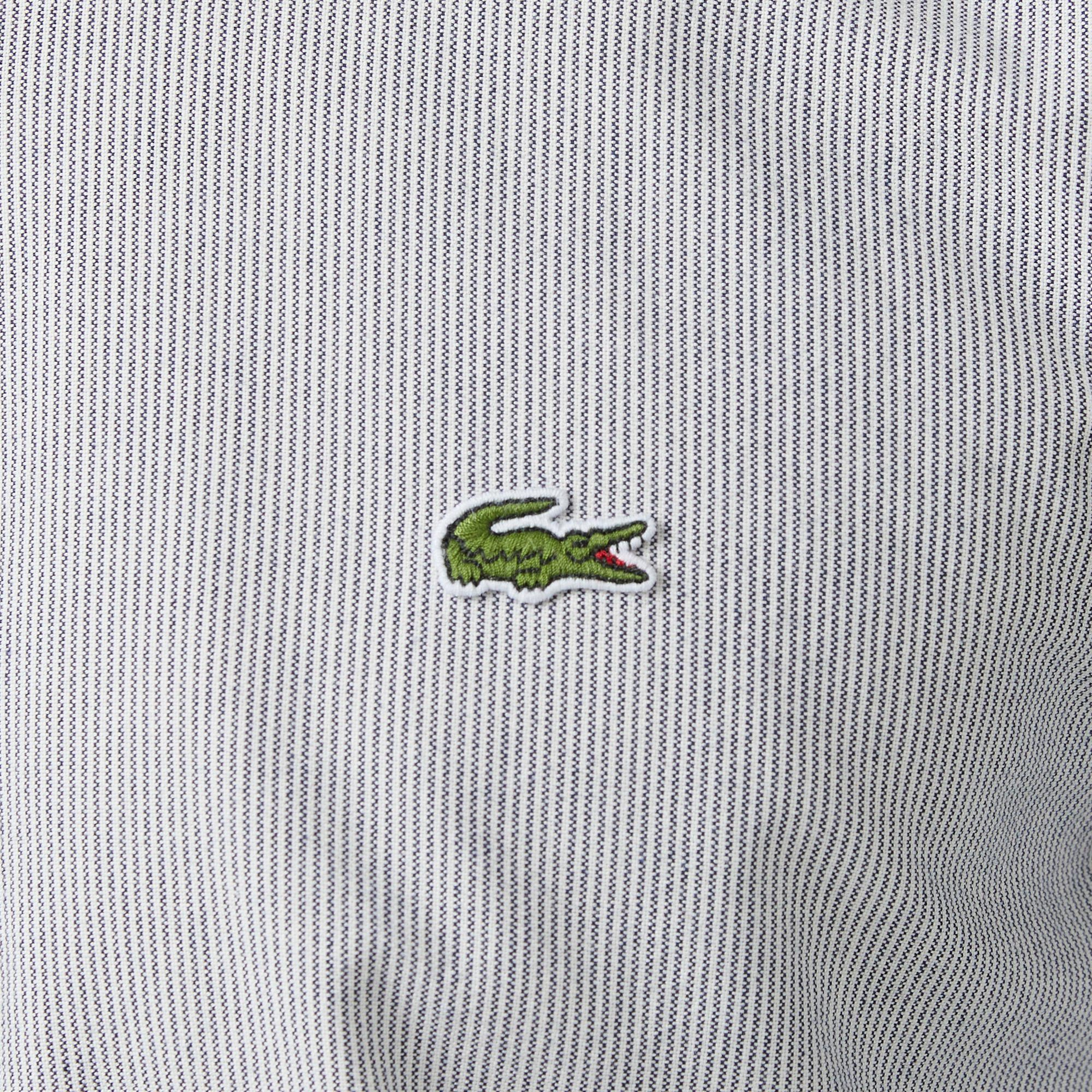 Erkek Slim Fit Düğmeli Yaka Renk Bloklu Lacivert Gömlek