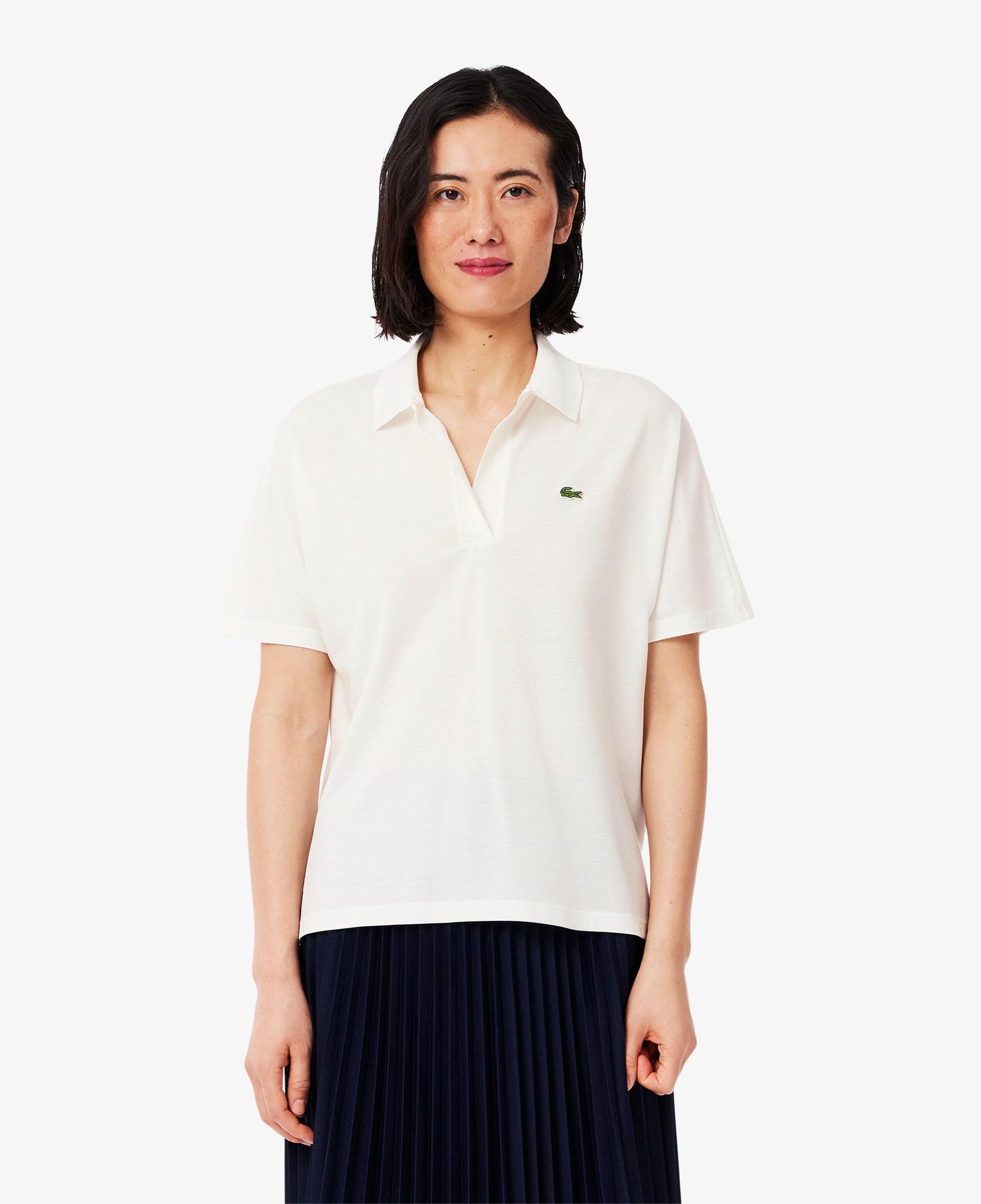 Kadın Relaxed Fit Polo Yaka Krem Polo