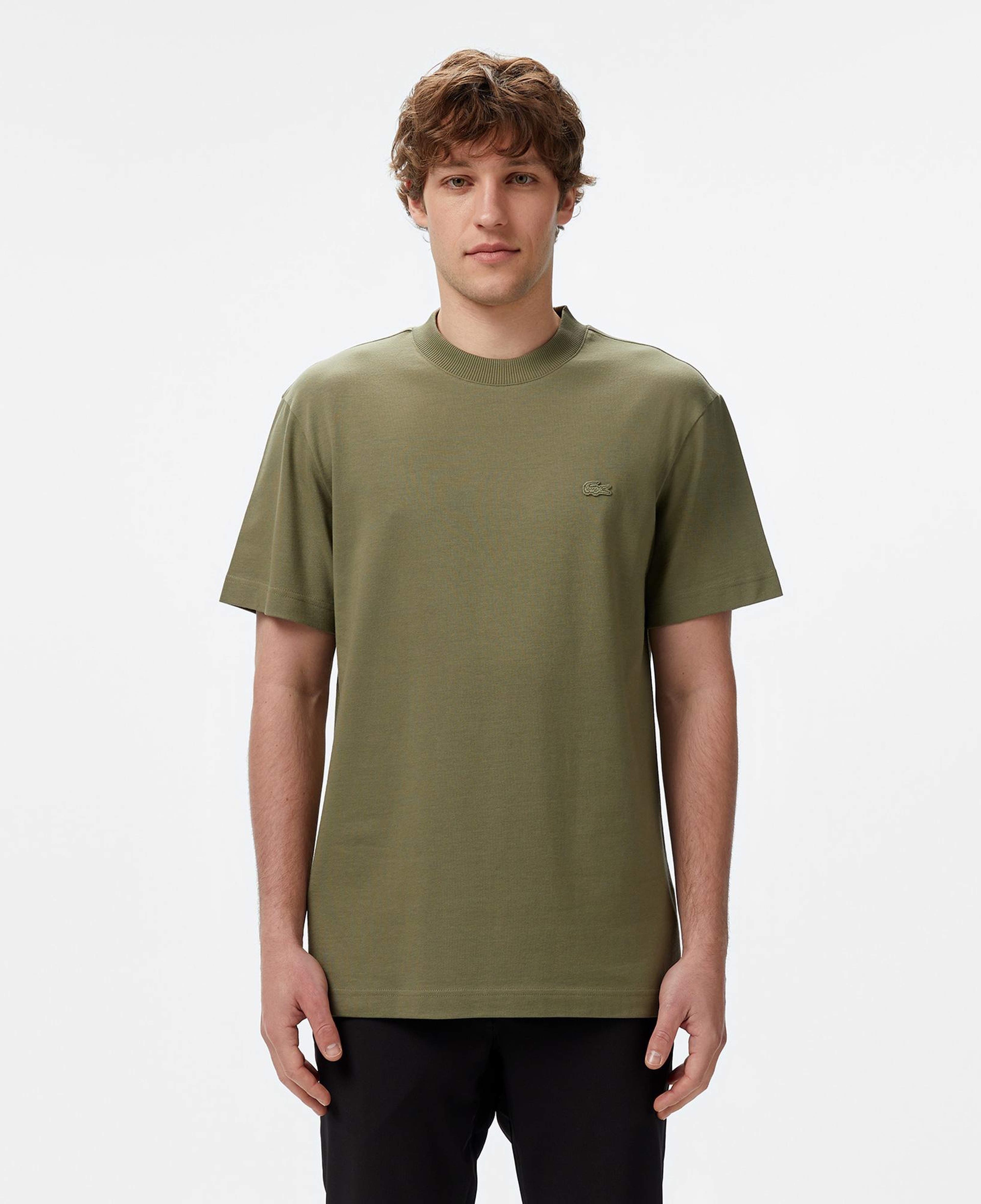 Erkek Relaxed Fit Bisiklet Yaka Haki T-Shirt