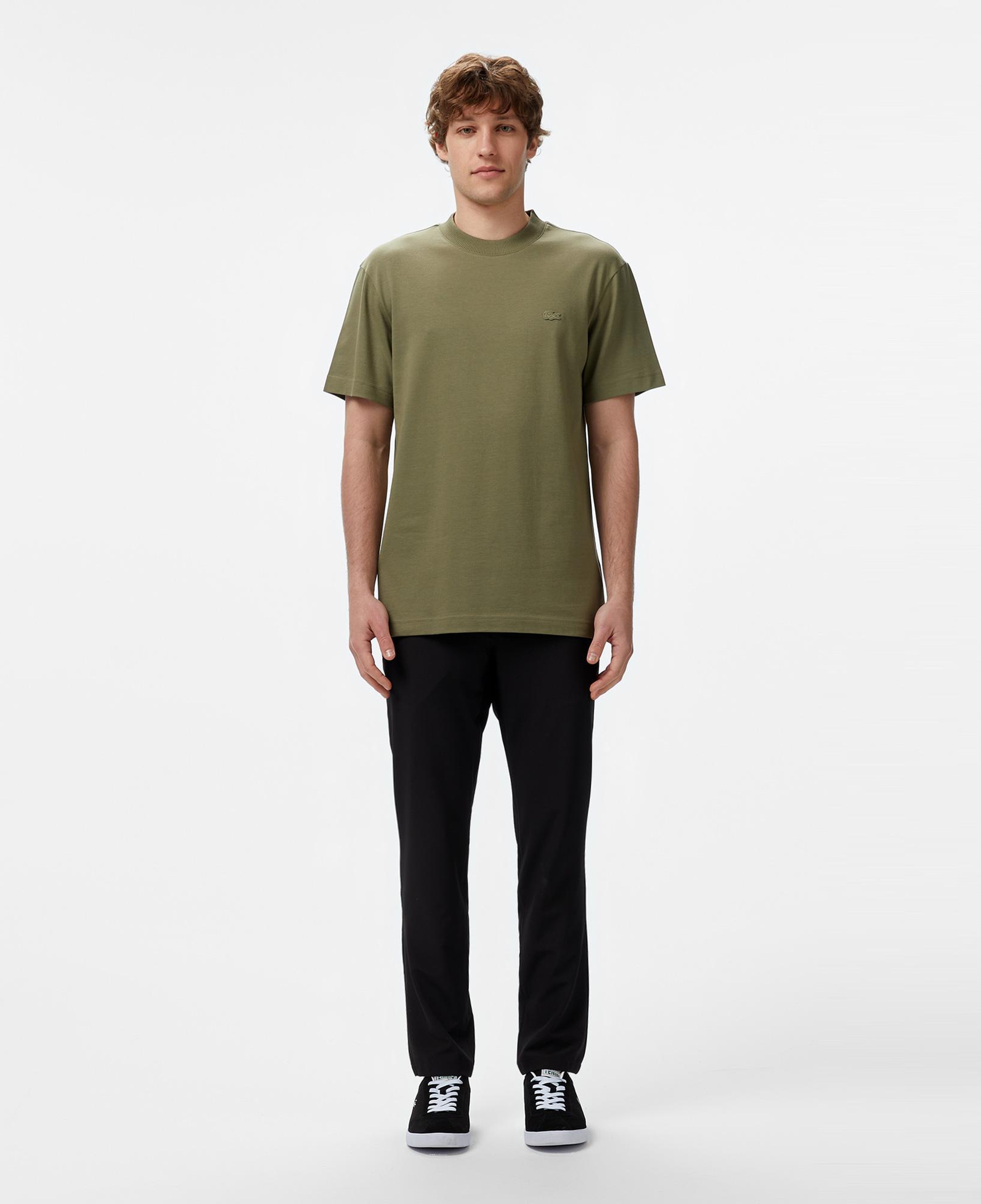 Erkek Relaxed Fit Bisiklet Yaka Haki T-Shirt