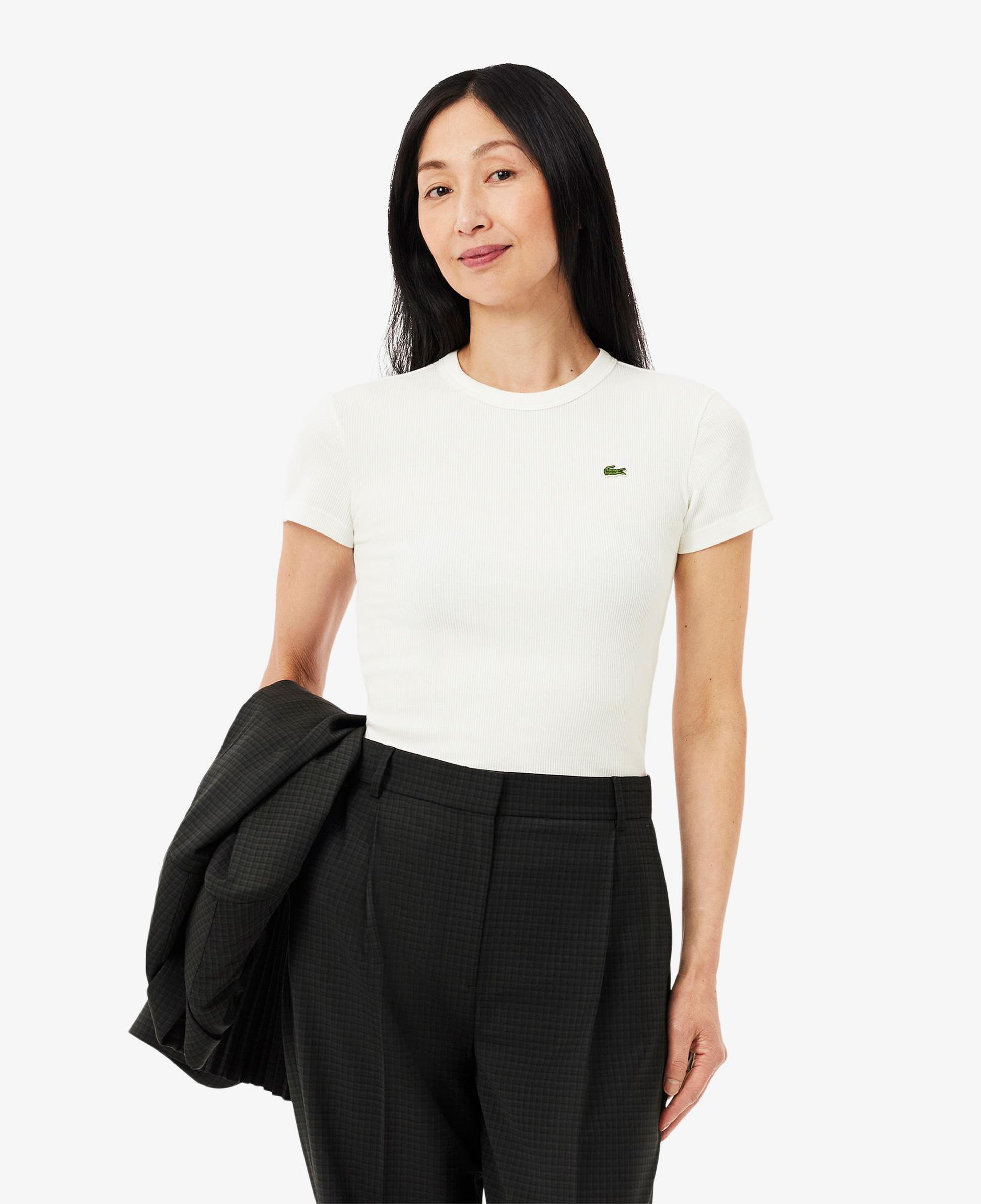 Kadın Slim Fit Bisiklet Yaka Beyaz T-Shirt