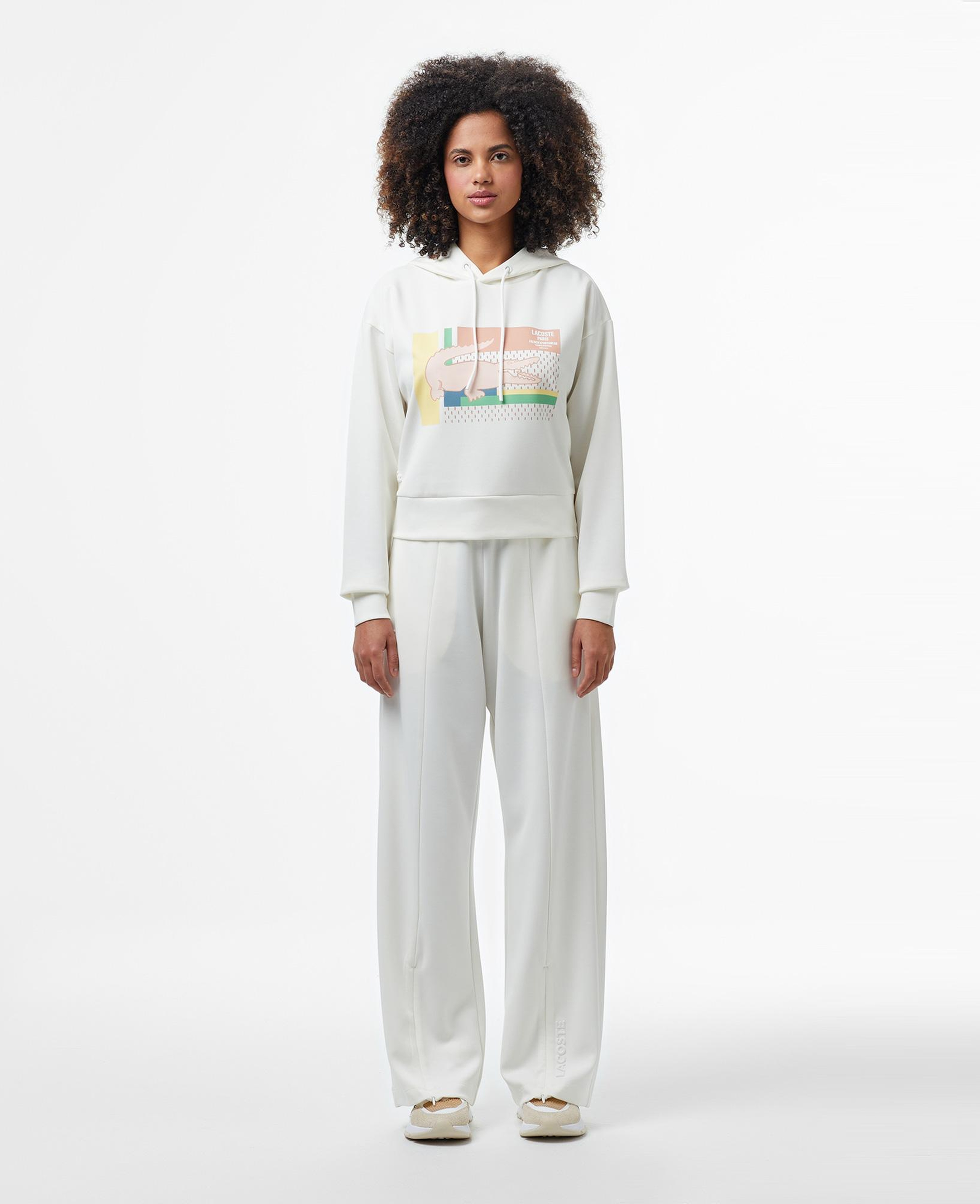 Kadın Relaxed Fit Kapüşonlu Baskılı Beyaz Sweatshirt