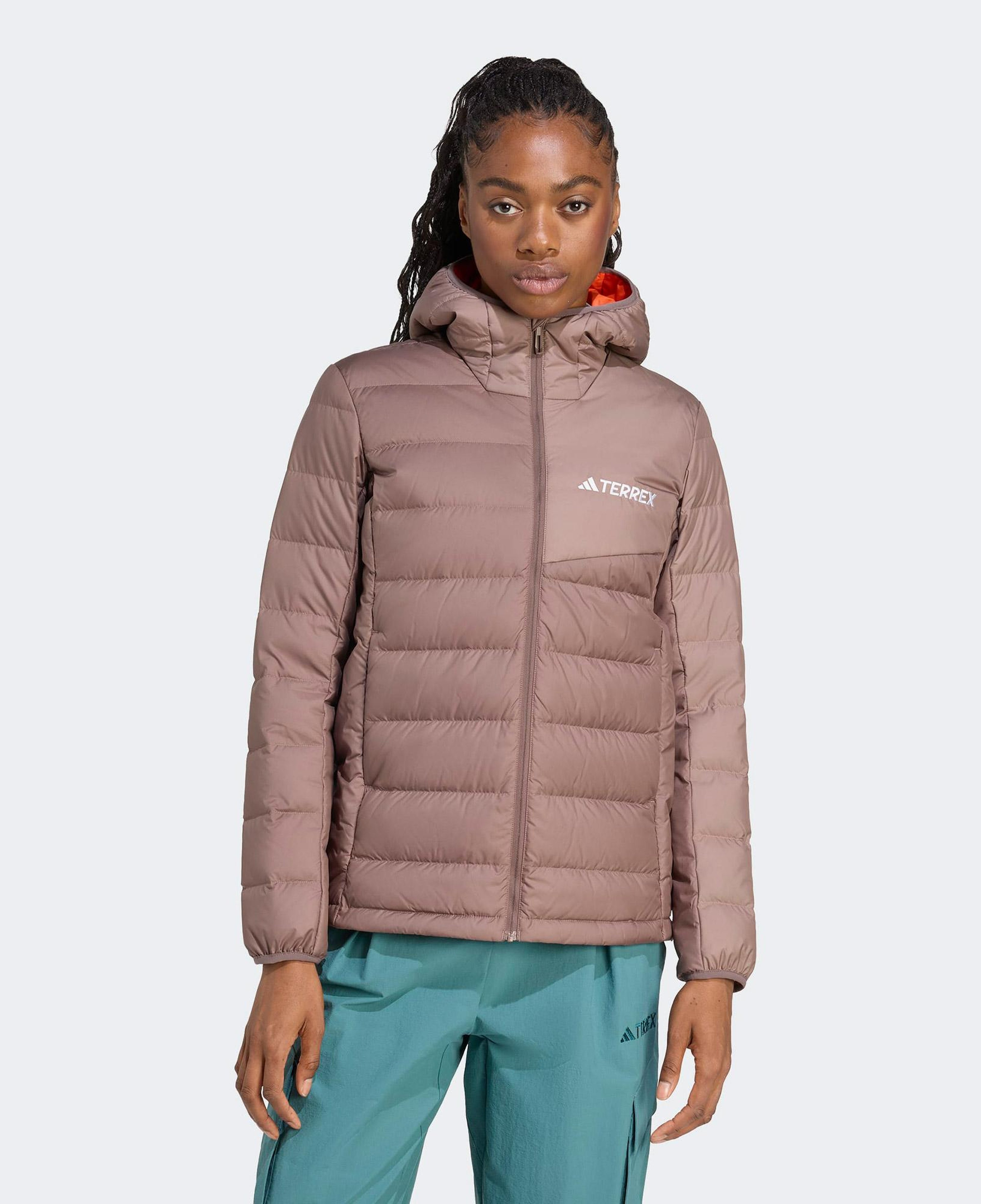 adidas Terrex Multi Light Down Climawarm Kapüşonlu Kadın Kahverengi Yürüyüş Montu