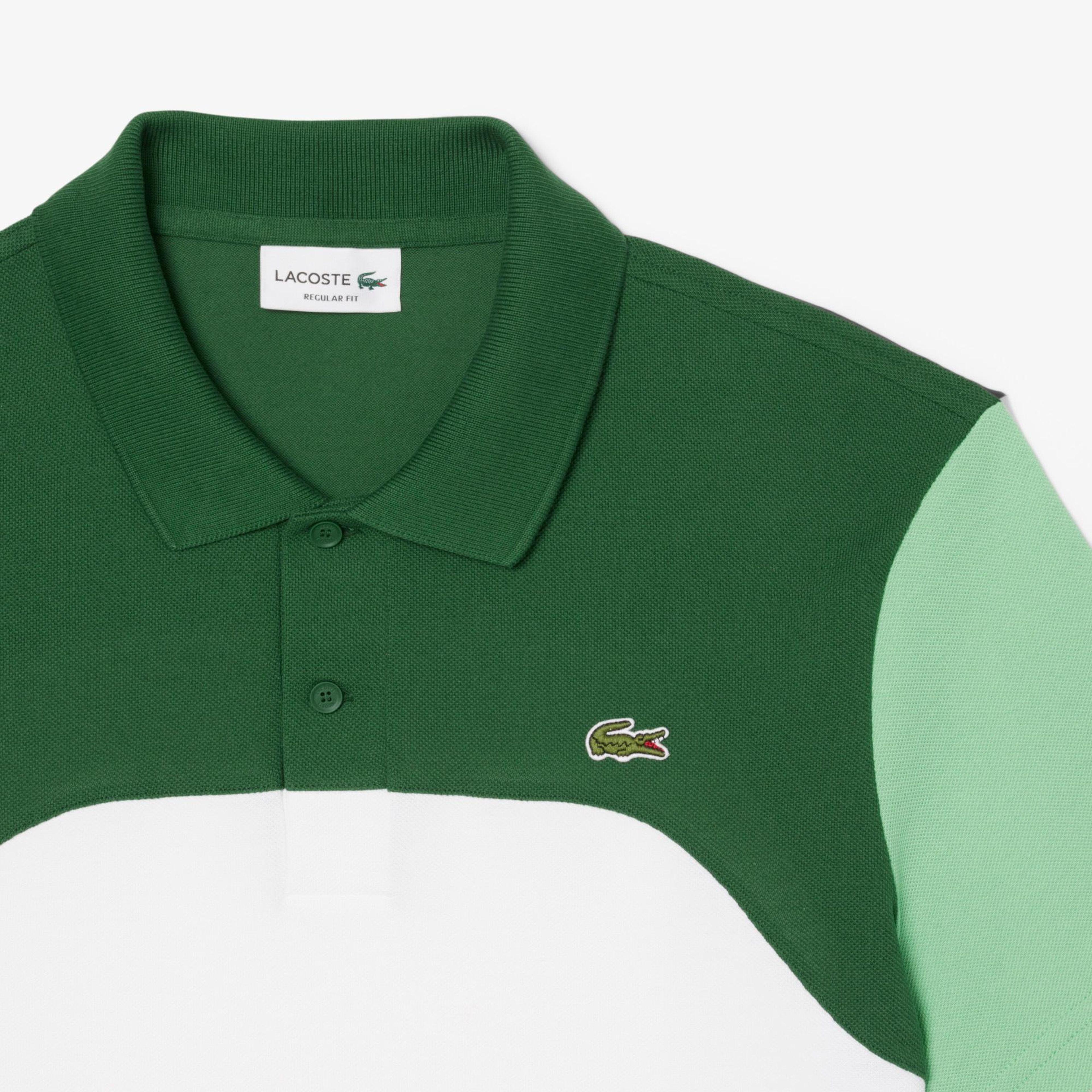 Erkek Regular Fit Renk Bloklu Beyaz Polo