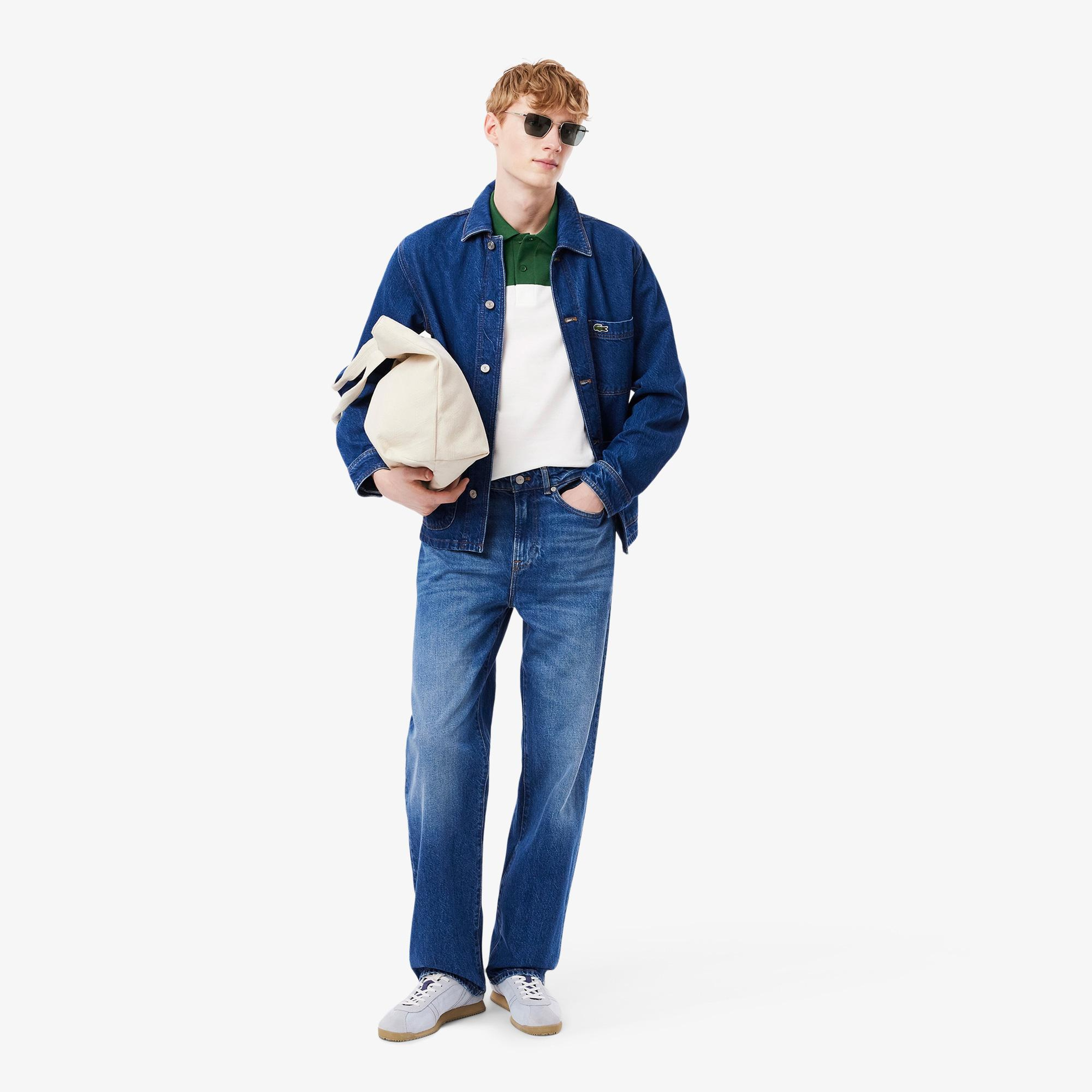 Erkek Regular Fit Renk Bloklu Beyaz Polo