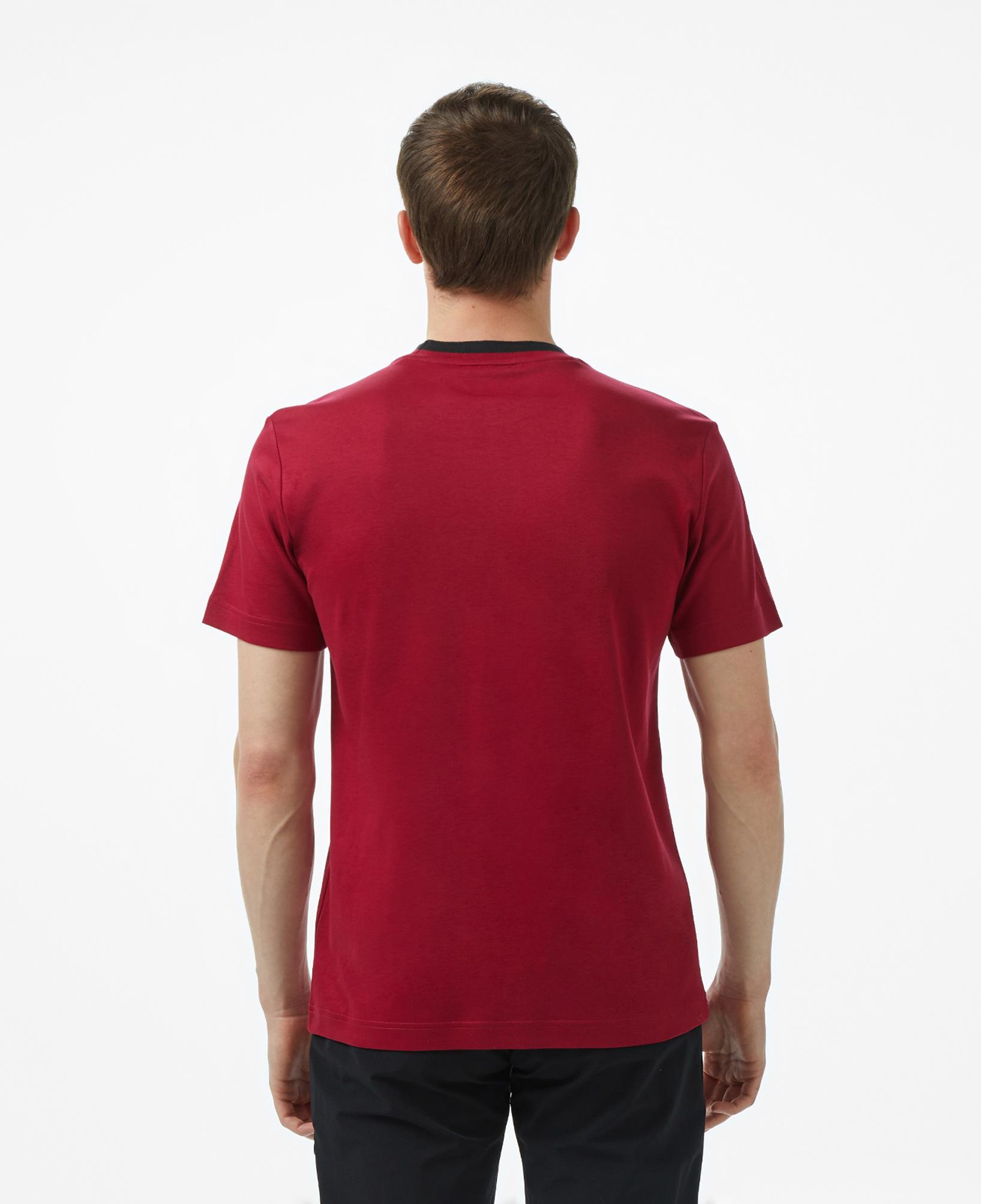 Erkek Slim Fit Bisiklet Yaka Baskılı Bordo T-Shirt