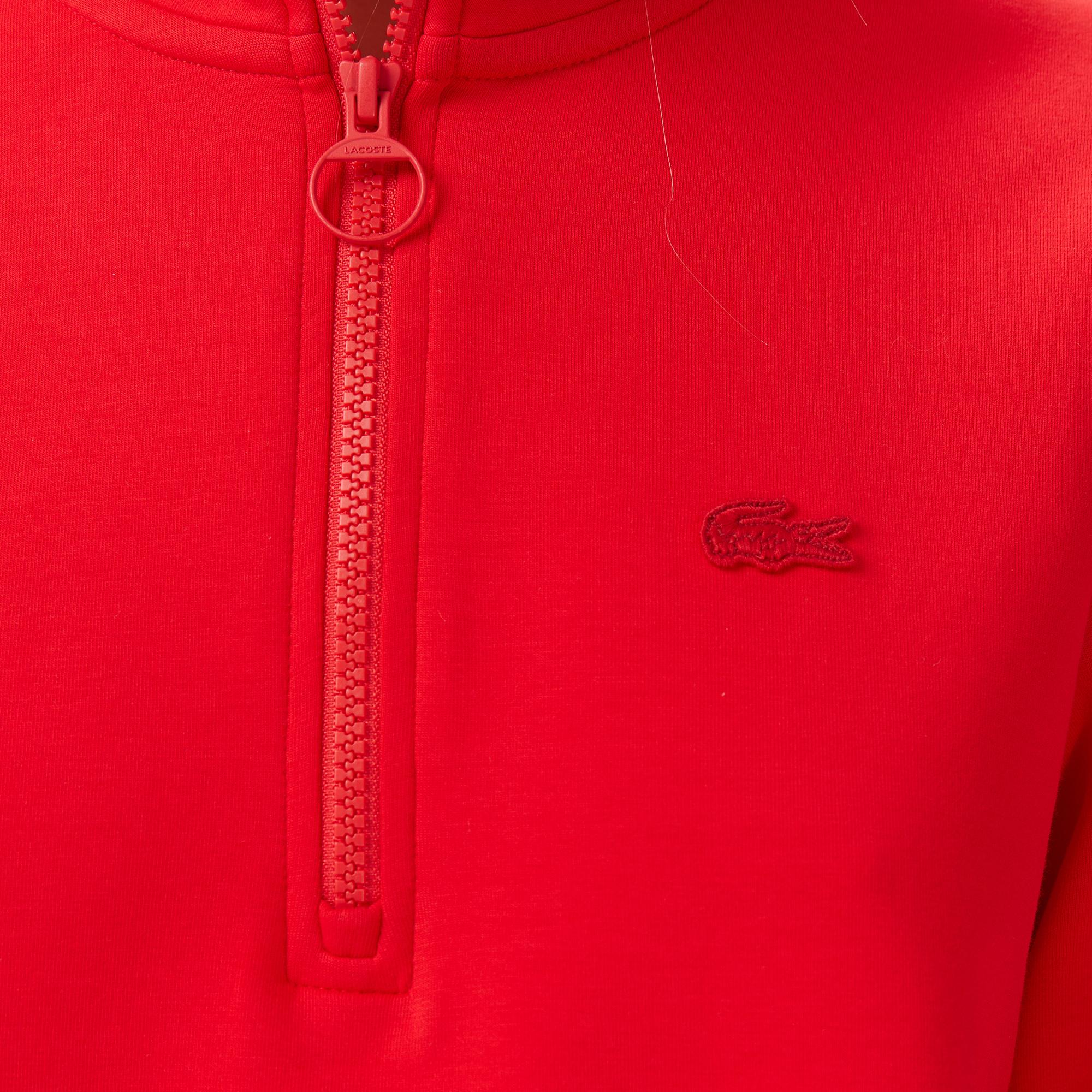 Kadın Regular Fit Yarım Fermuarlı Kırmızı Sweatshirt