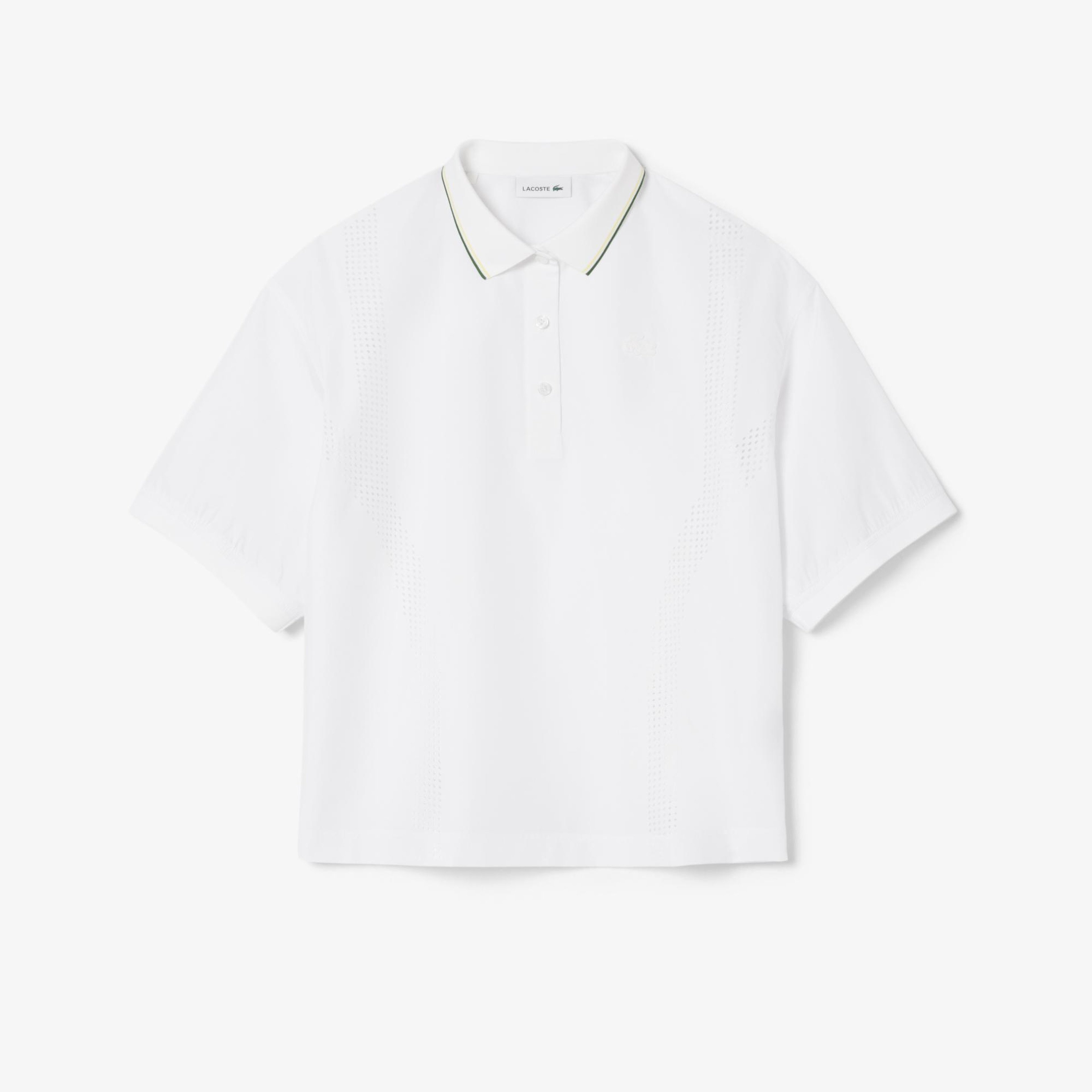 Kadın Oversize Fit Kısa Kollu Beyaz Polo