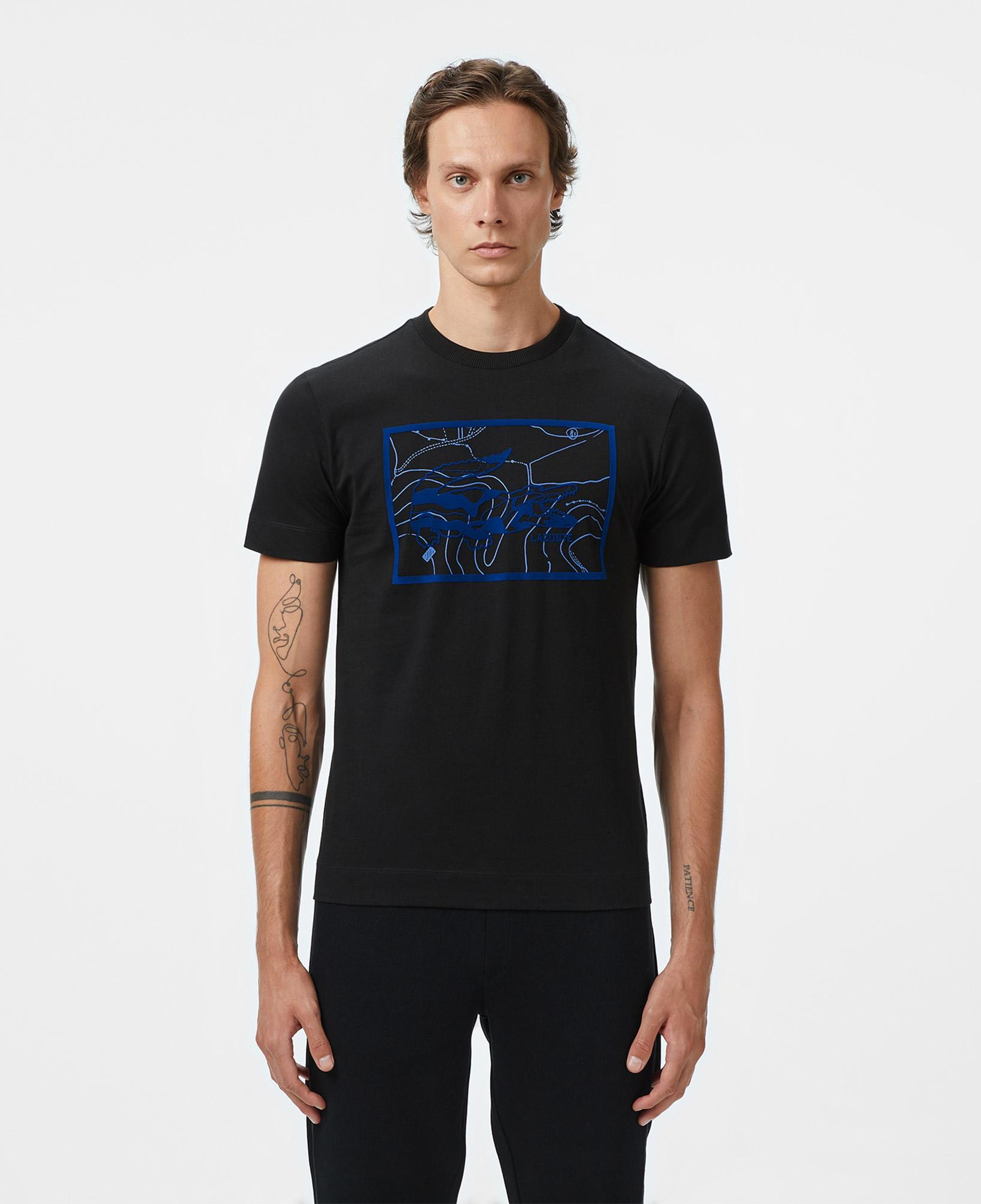 Erkek Regular Fit Bisiklet Yaka Baskılı Siyah T-Shirt