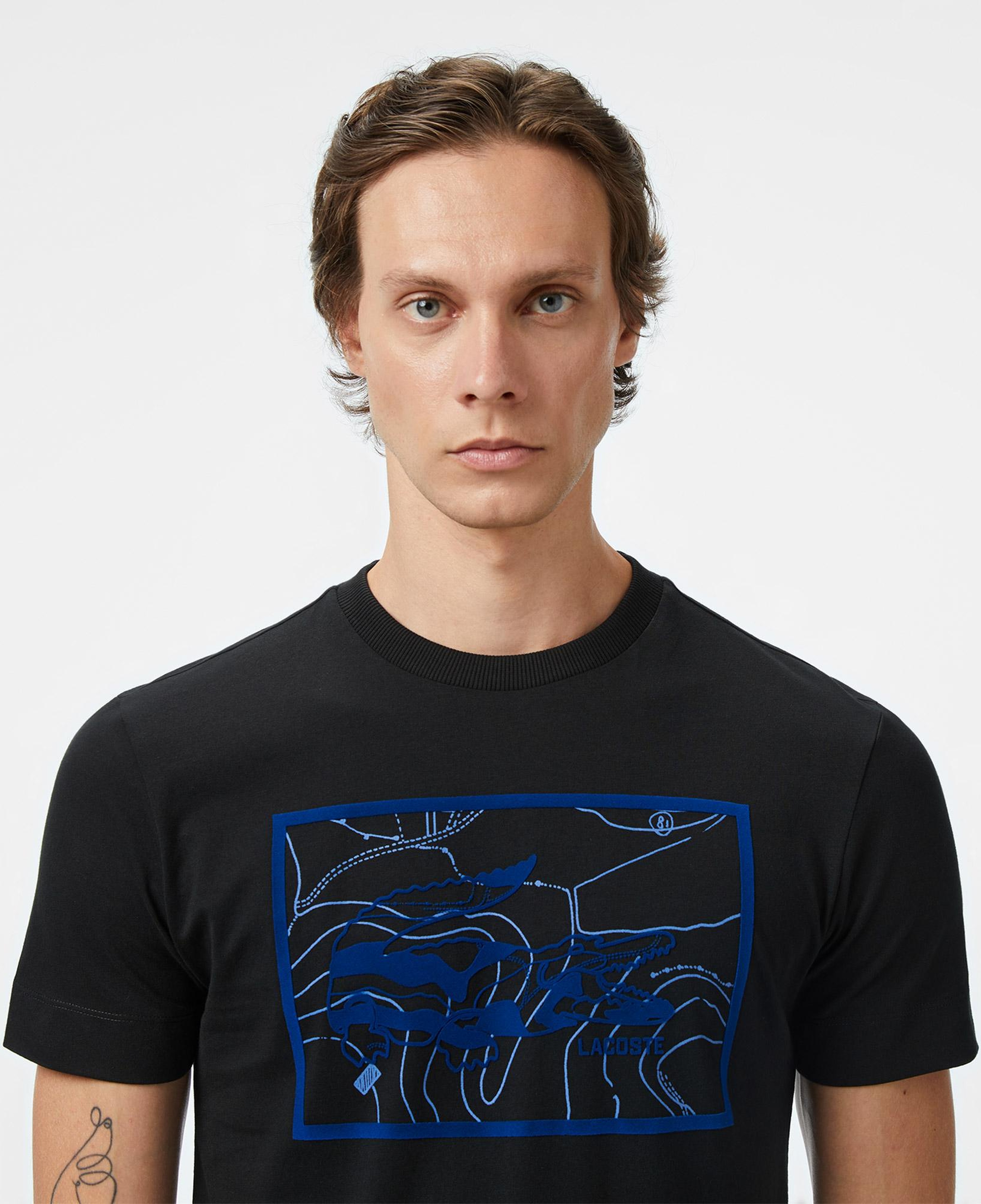 Erkek Regular Fit Bisiklet Yaka Baskılı Siyah T-Shirt