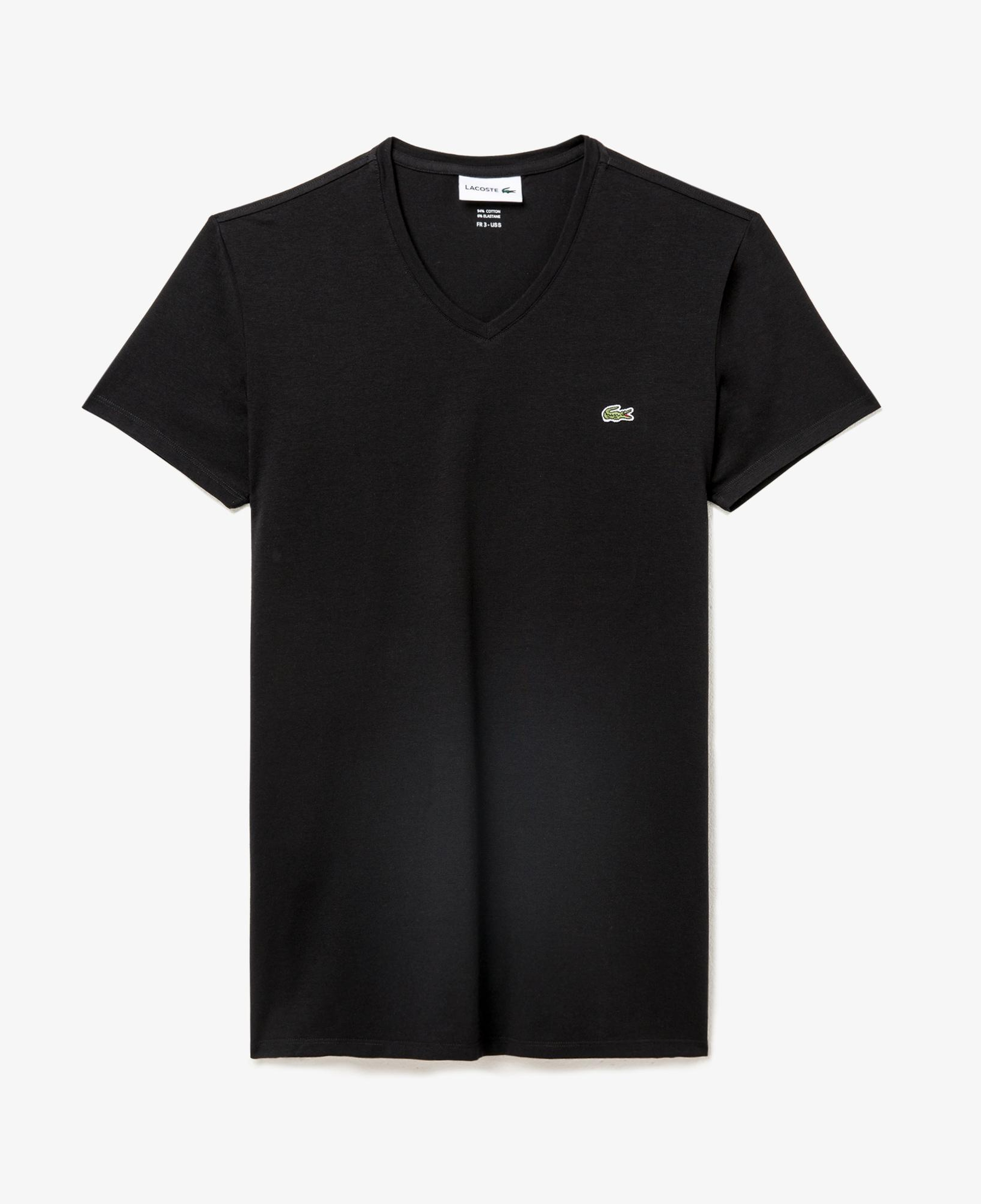 Erkek Slim Fit V Yaka Siyah T-Shirt