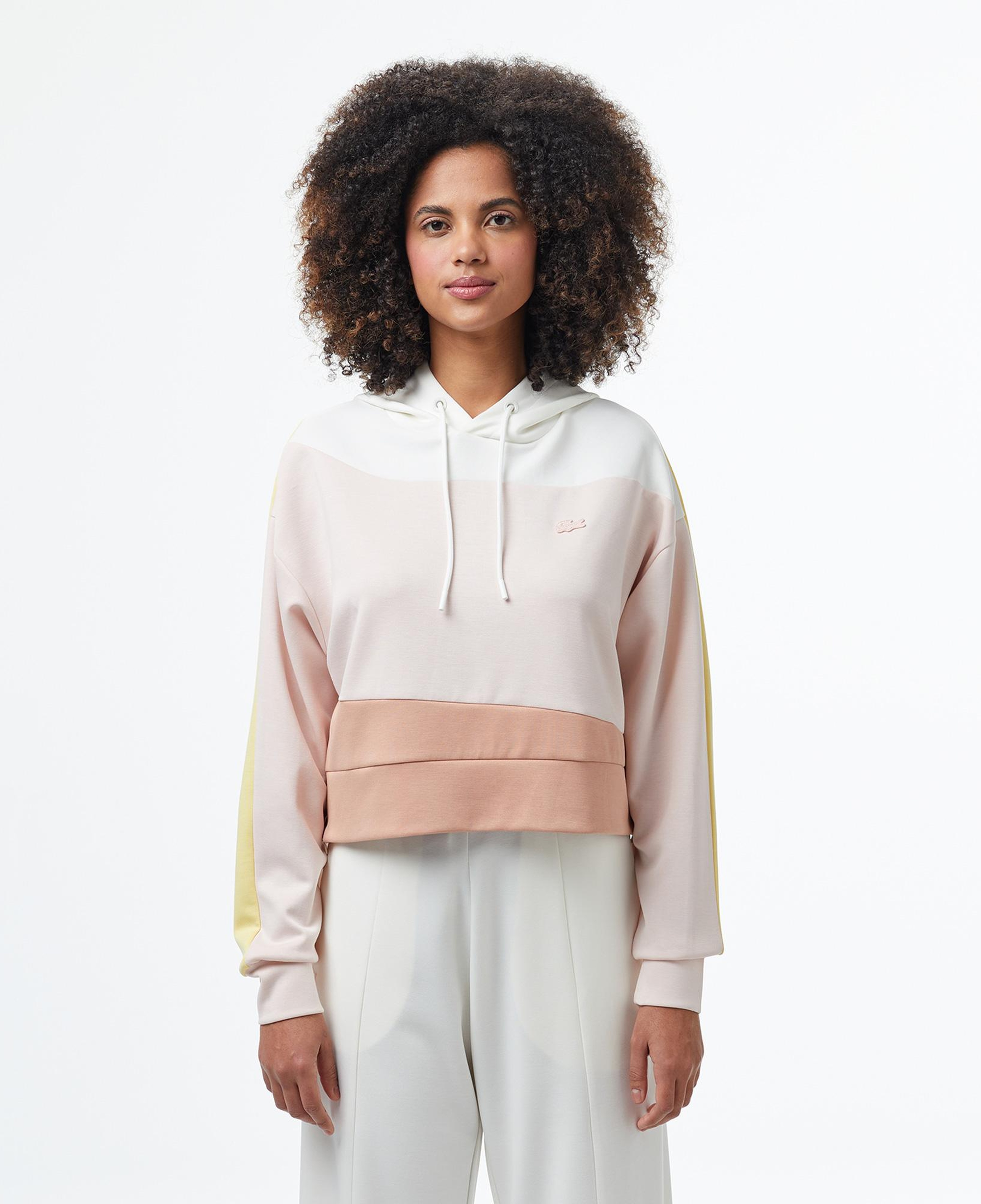Kadın Kapüşonlu Renk Bloklu Açık Pembe Sweatshirt