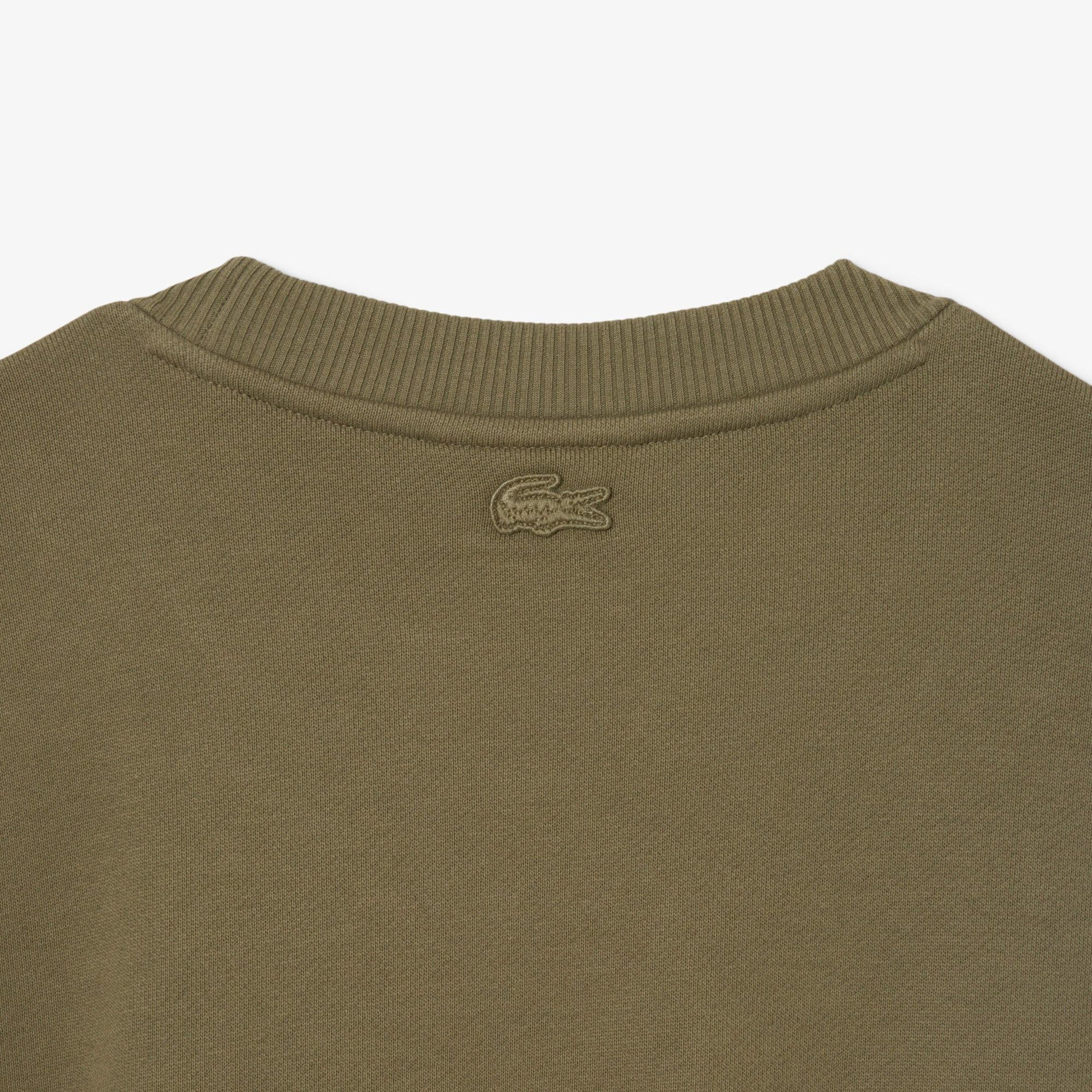 Erkek Classic Fit Bisiklet Yaka Baskılı Haki Sweatshirt