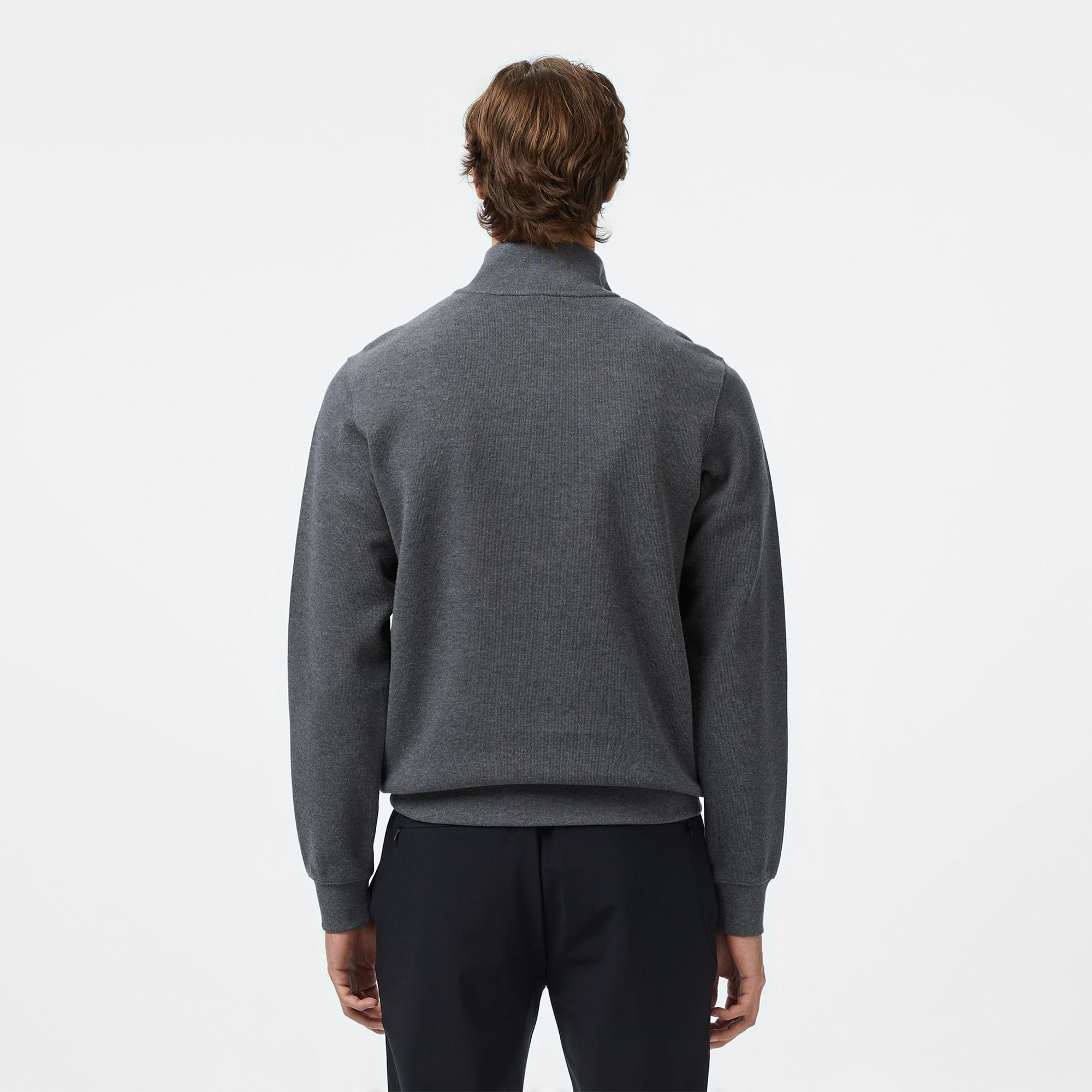 Lacoste Erkek Classic Fit Yarım Fermuarlı Gri Sweatshirt