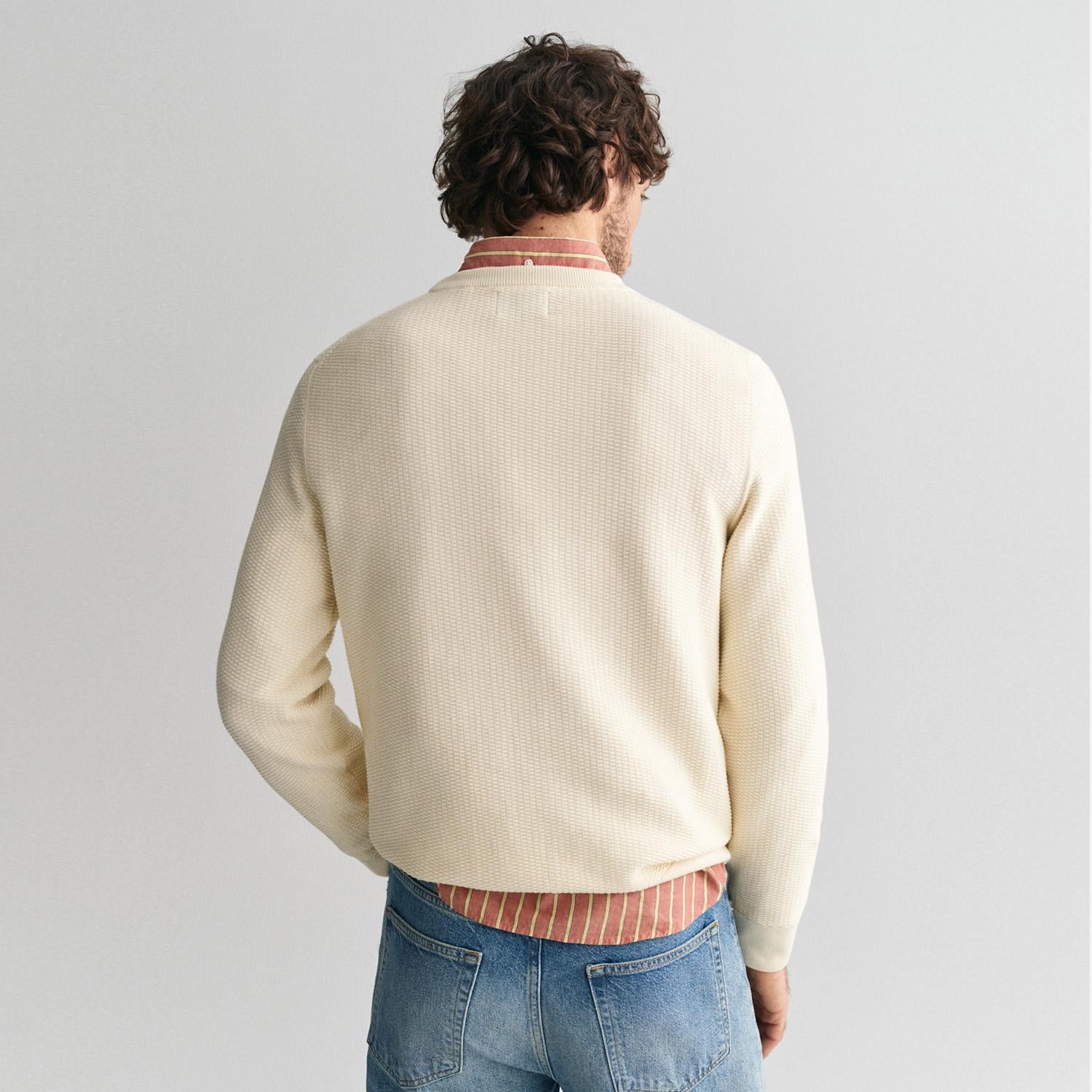 GANT Erkek Krem Regular Fit Bisiklet Yaka Kazak