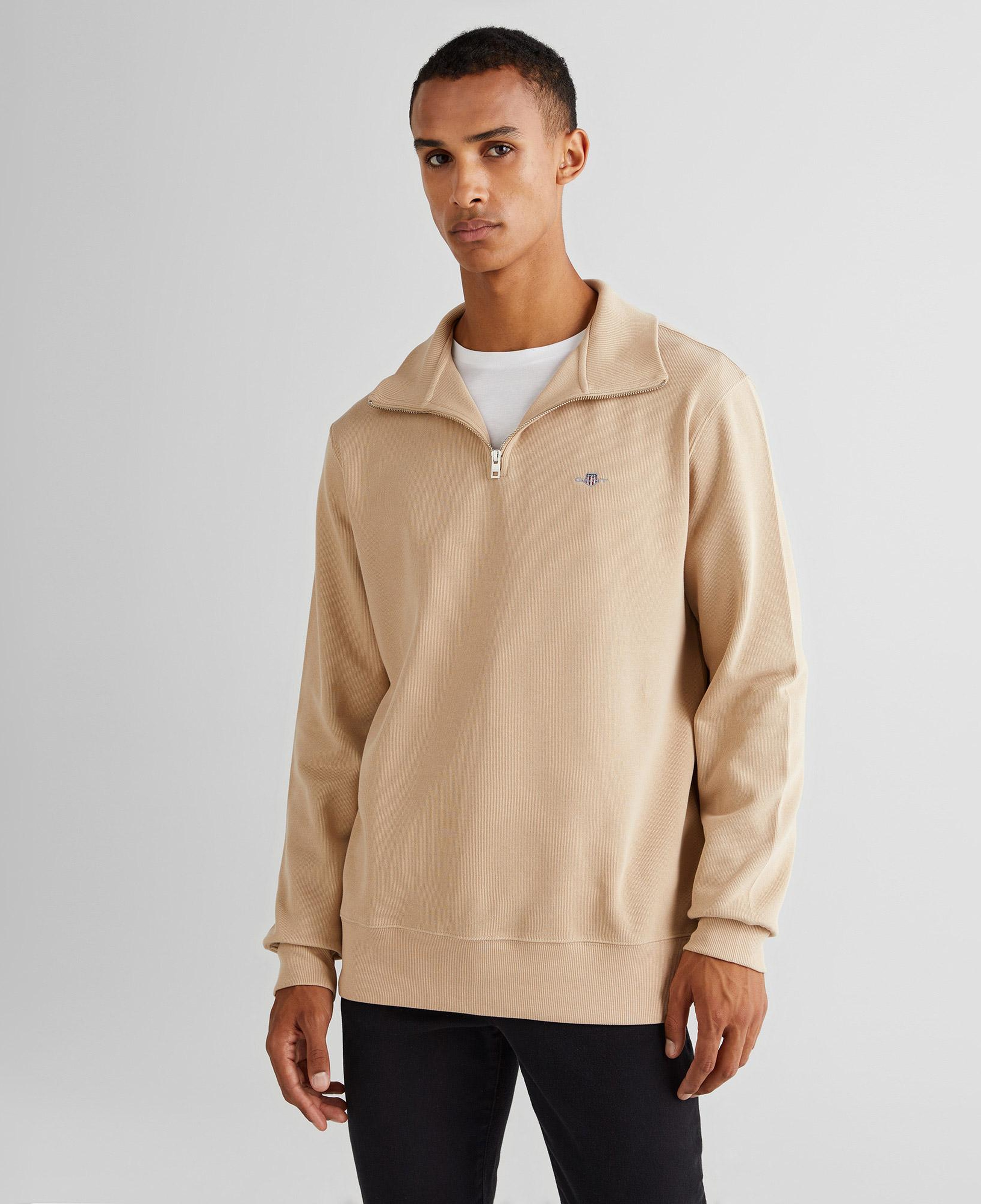 GANT Erkek Bej Regular Fit Yarım Fermuarlı Sweatshirt