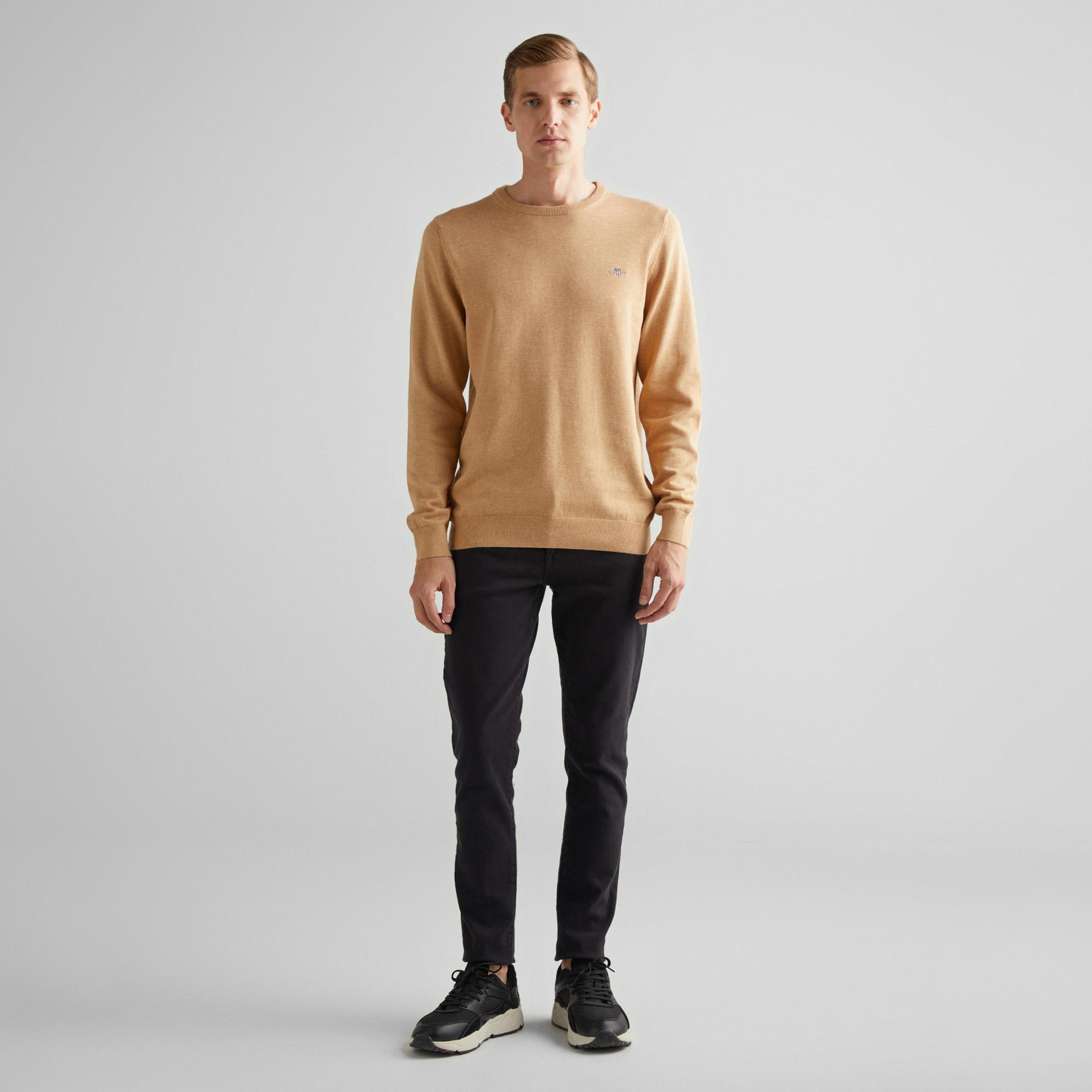 GANT Erkek Kahverengi Regular Fit Bisiklet Yaka Kazak