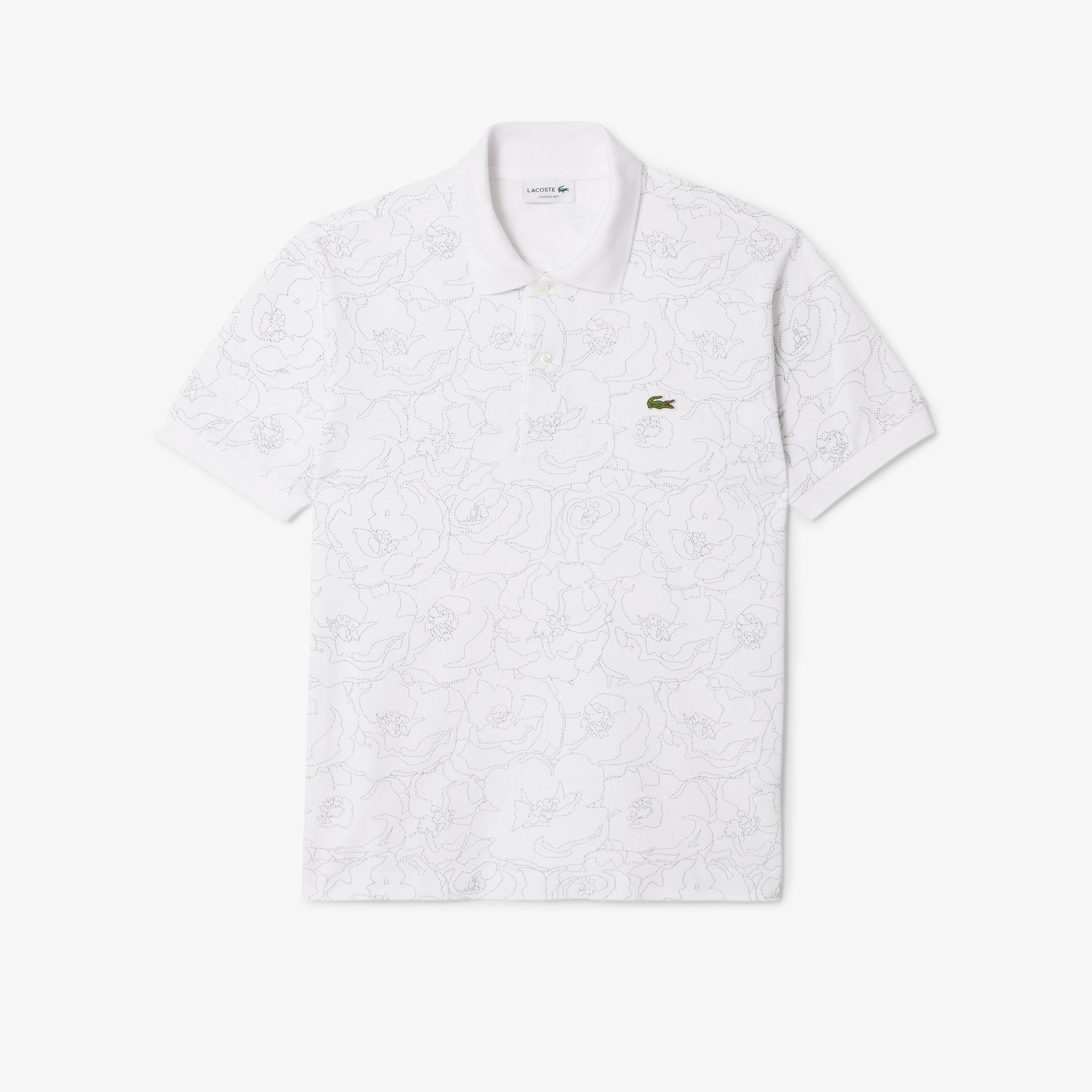 Erkek Classic Fit Desenli Beyaz Polo