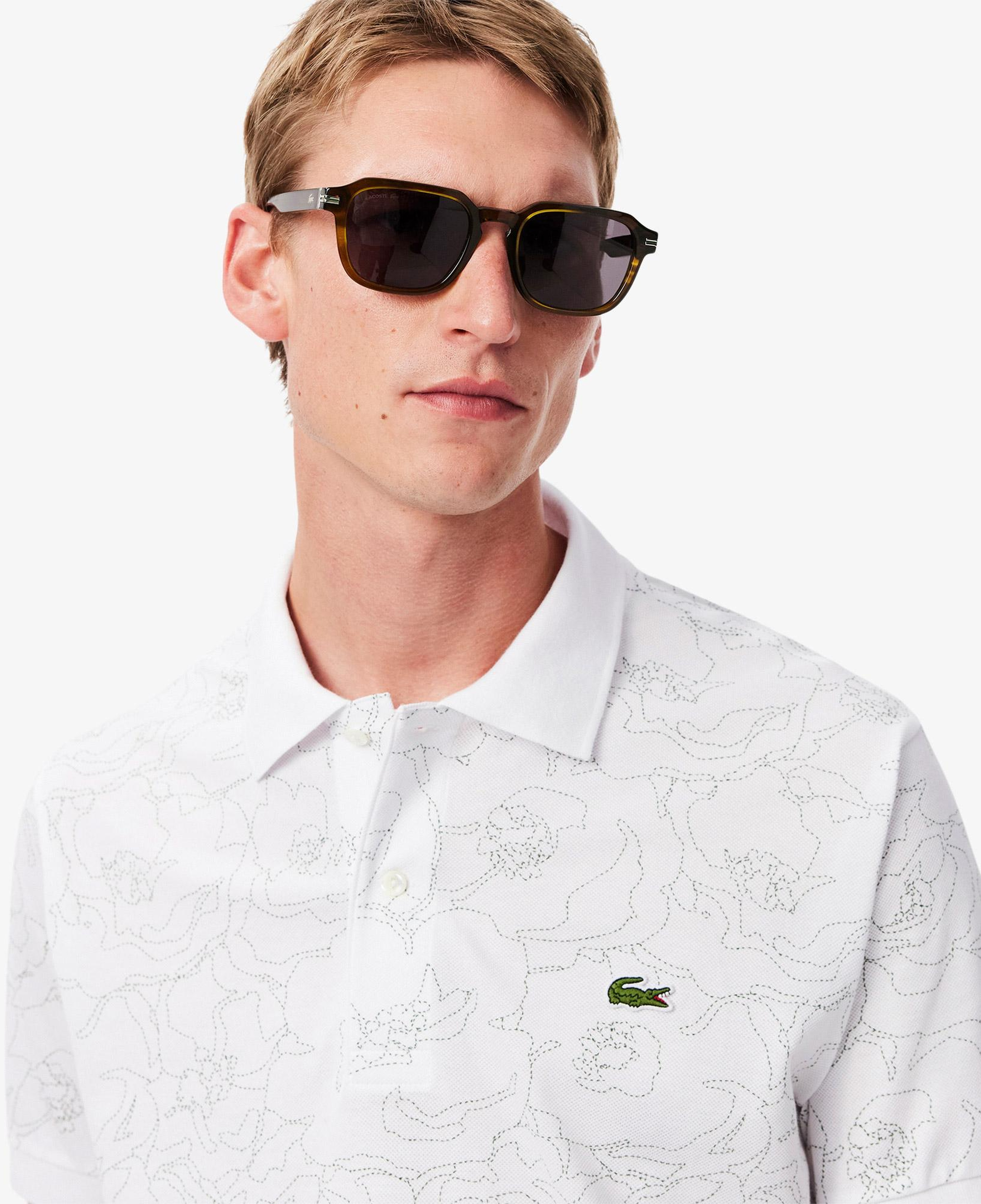 Erkek Classic Fit Desenli Beyaz Polo