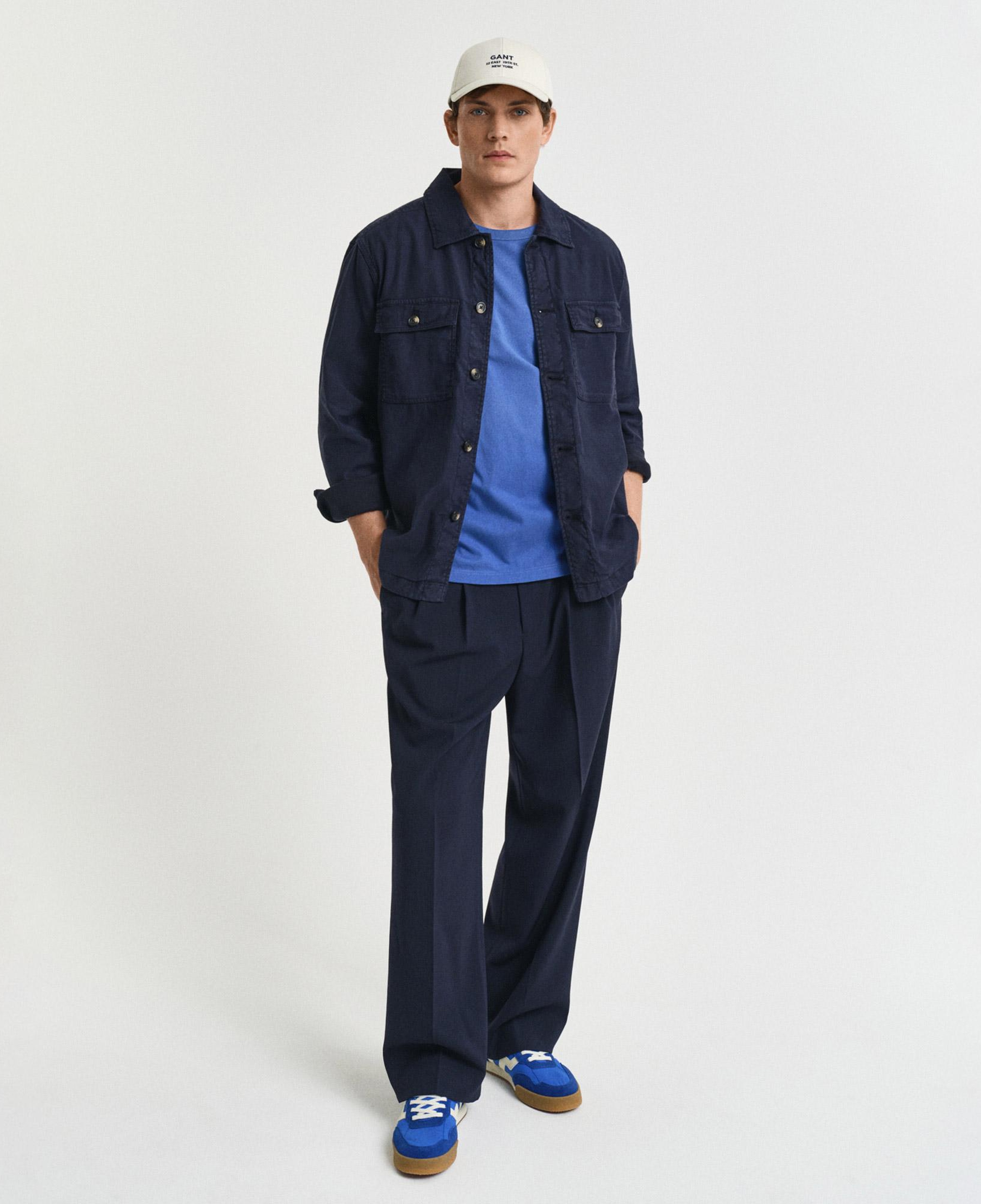 GANT Erkek Lacivert Relaxed Fit Bisiklet Yaka Logolu T-Shirt