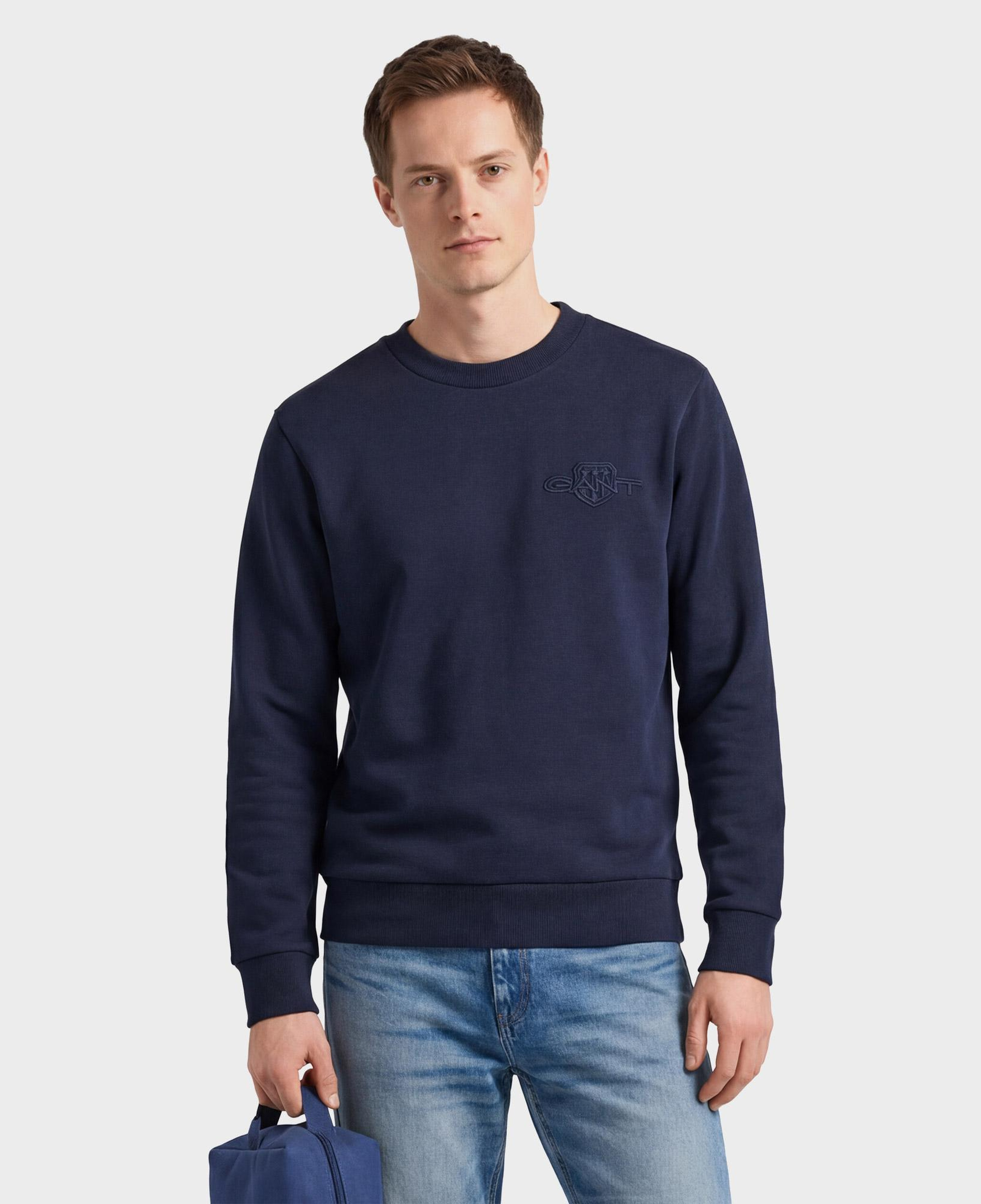 GANT Erkek Lacivert Regular Fit Bisiklet Yaka Sweatshirt