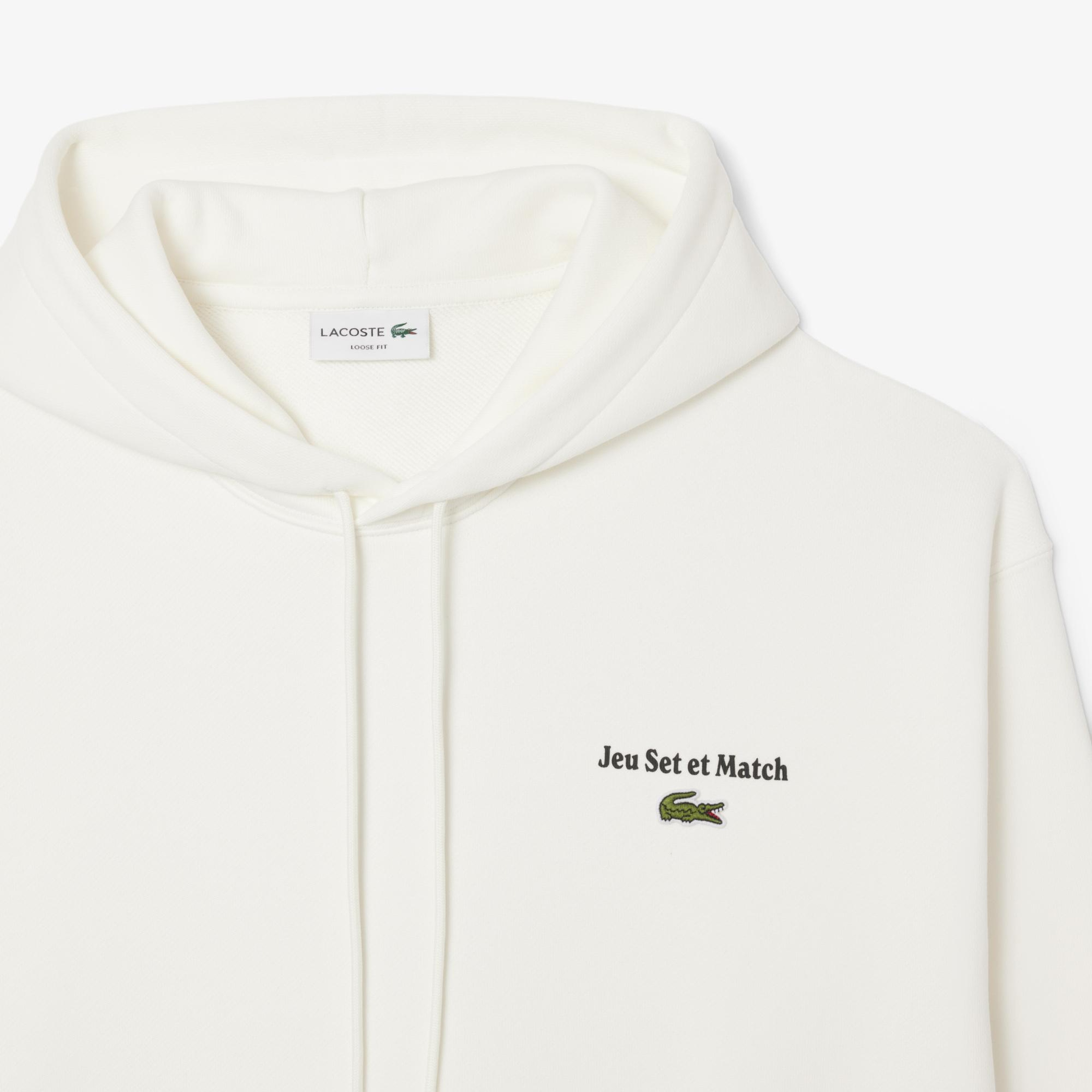 Lacoste Multi Print Fleece Erkek Beyaz Hoodie