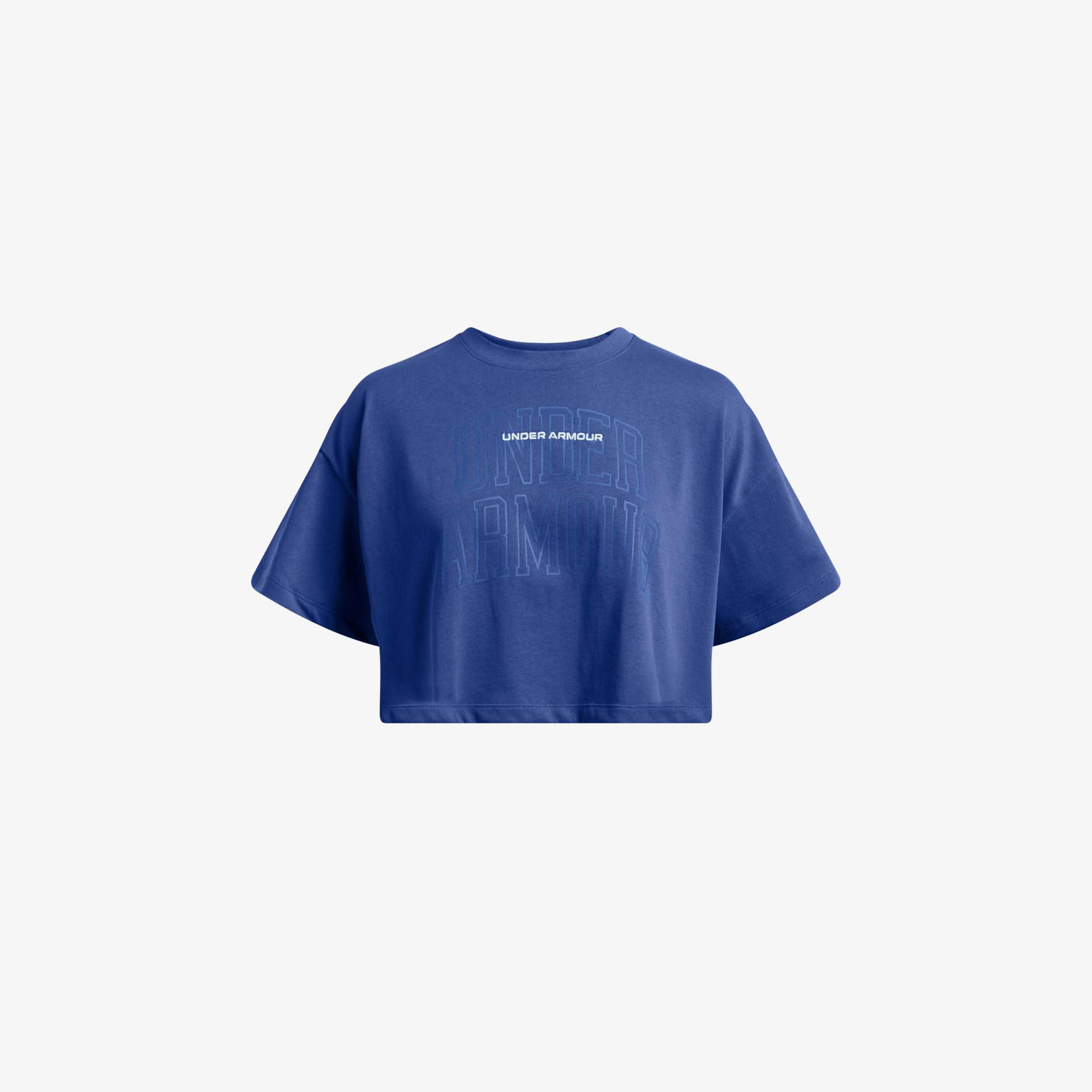 Under Armour Varsity Mix Heavyweight Kadın Mavi Antrenman T-Shirt