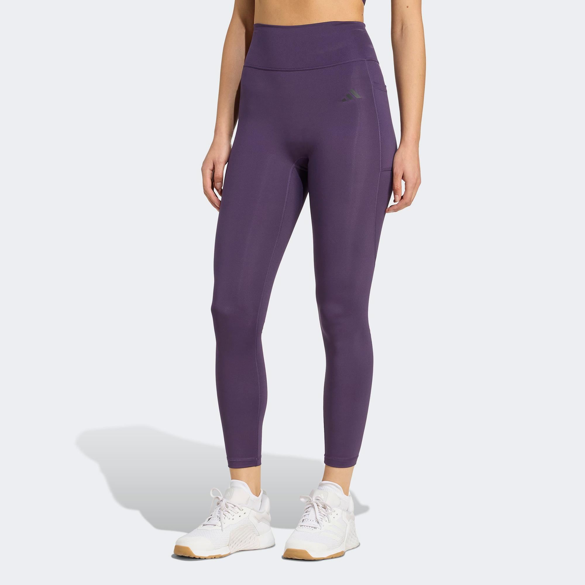 adidas Optime Essentials No Front Rise Seam 7-8 Kadın Mor Antrenman Taytı