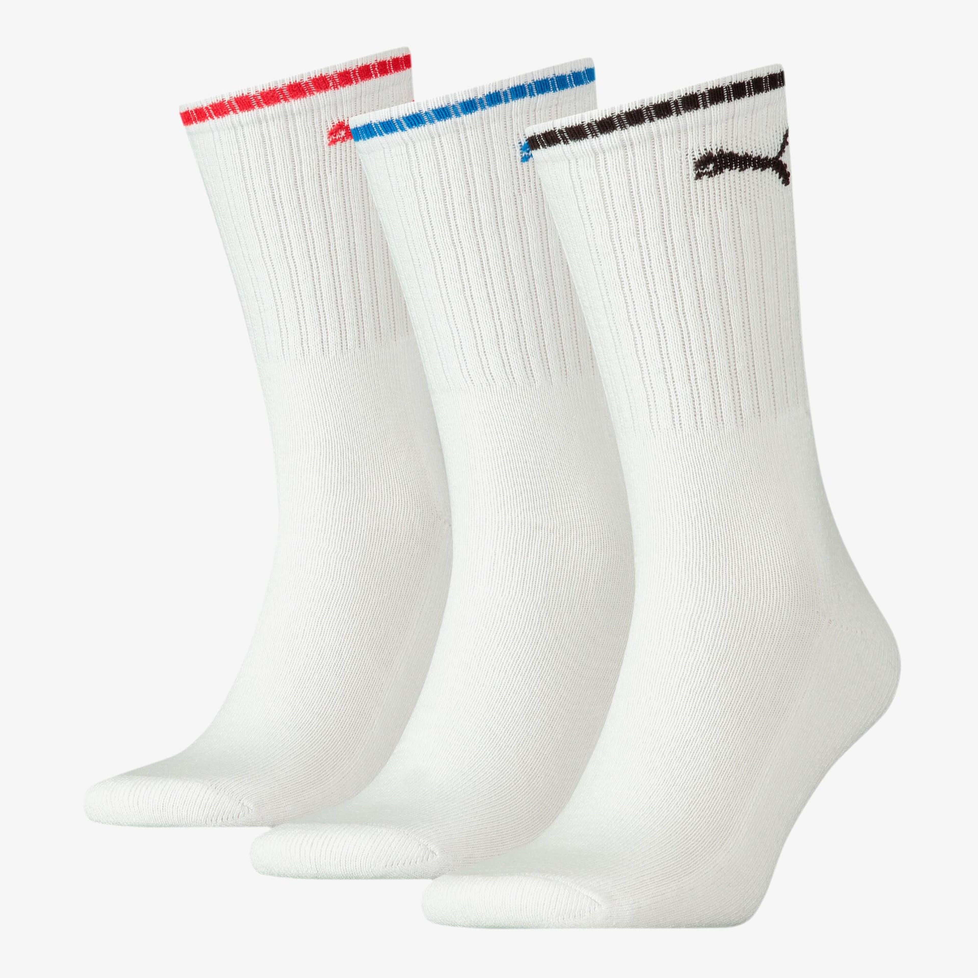 Puma Sport Crew Stripe 3lü Unisex Beyaz Çorap