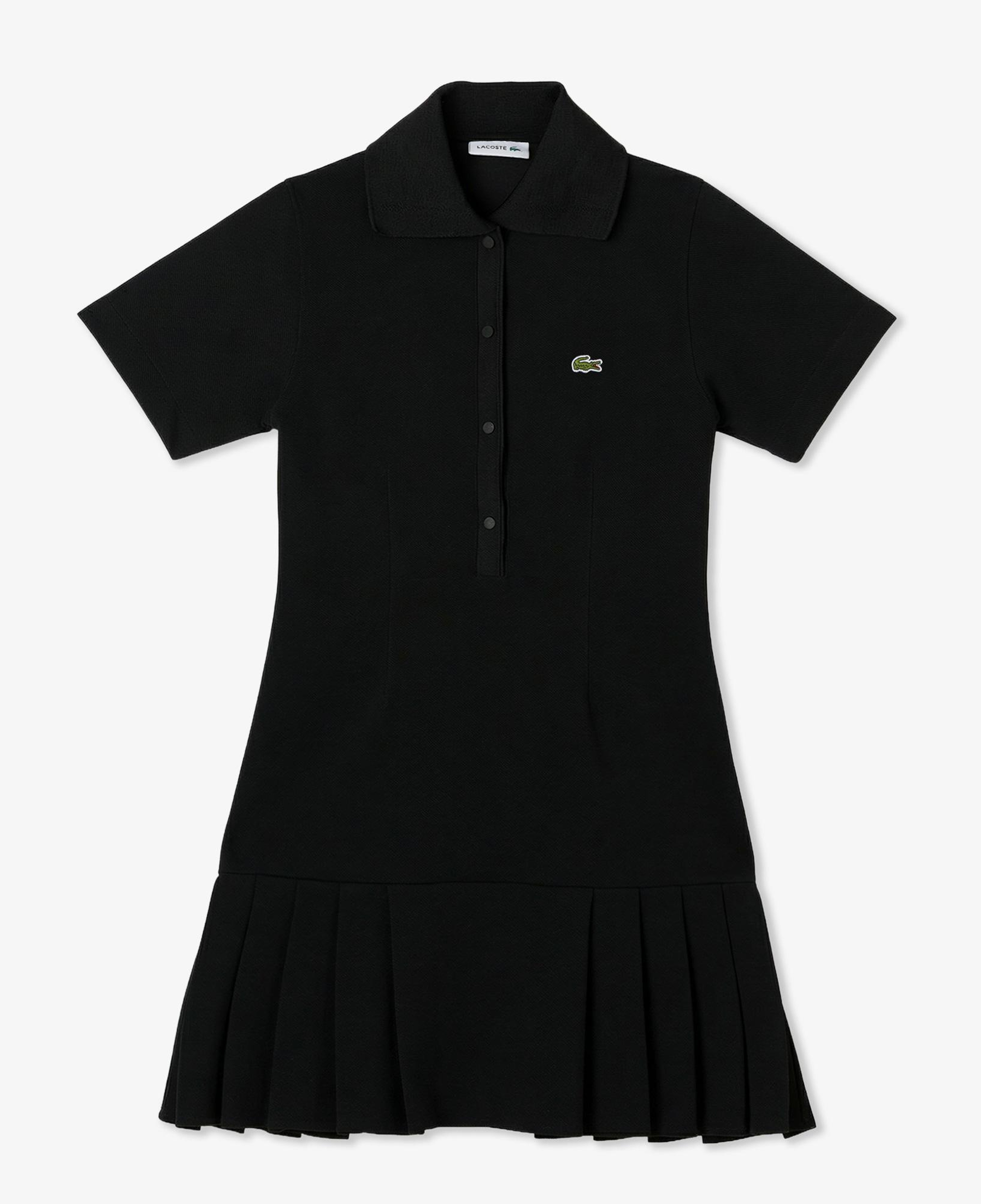 Kadın Classic Fit Kısa Kollu Polo Yaka Siyah Elbise