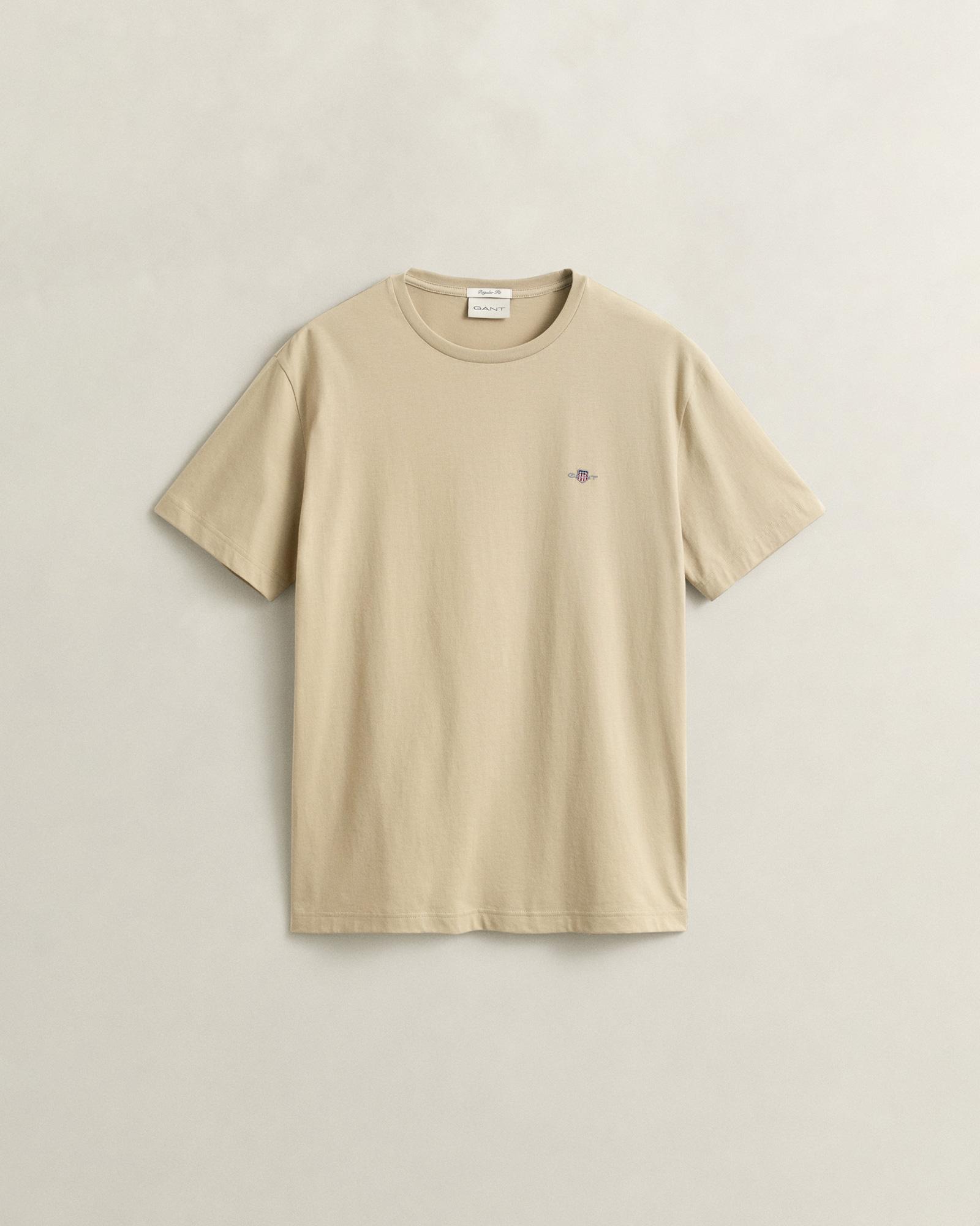 GANT Erkek Bej Bisiklet Yaka Regular Fit Logolu T-Shirt