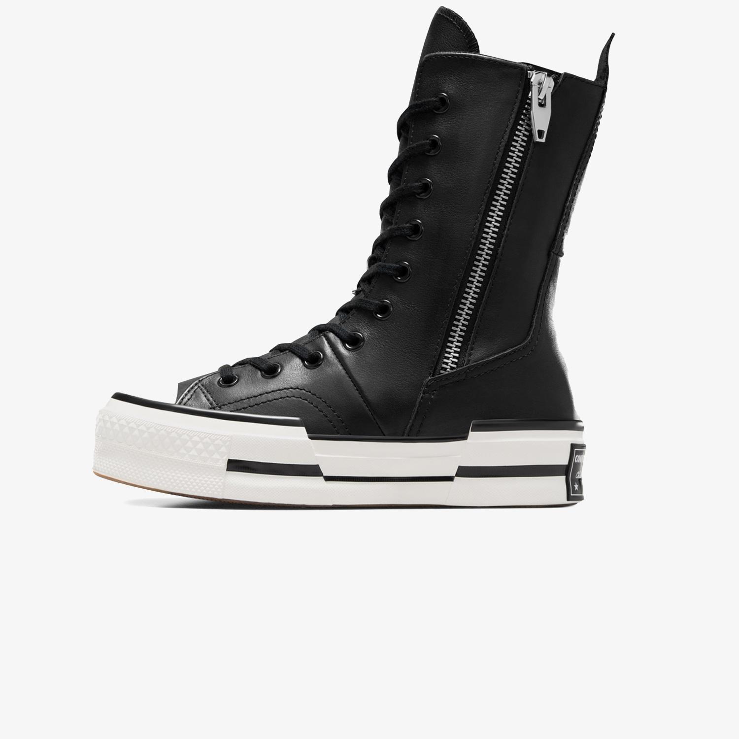 Converse Chuck 70 Plus Unisex Siyah Deri Platform Sneaker