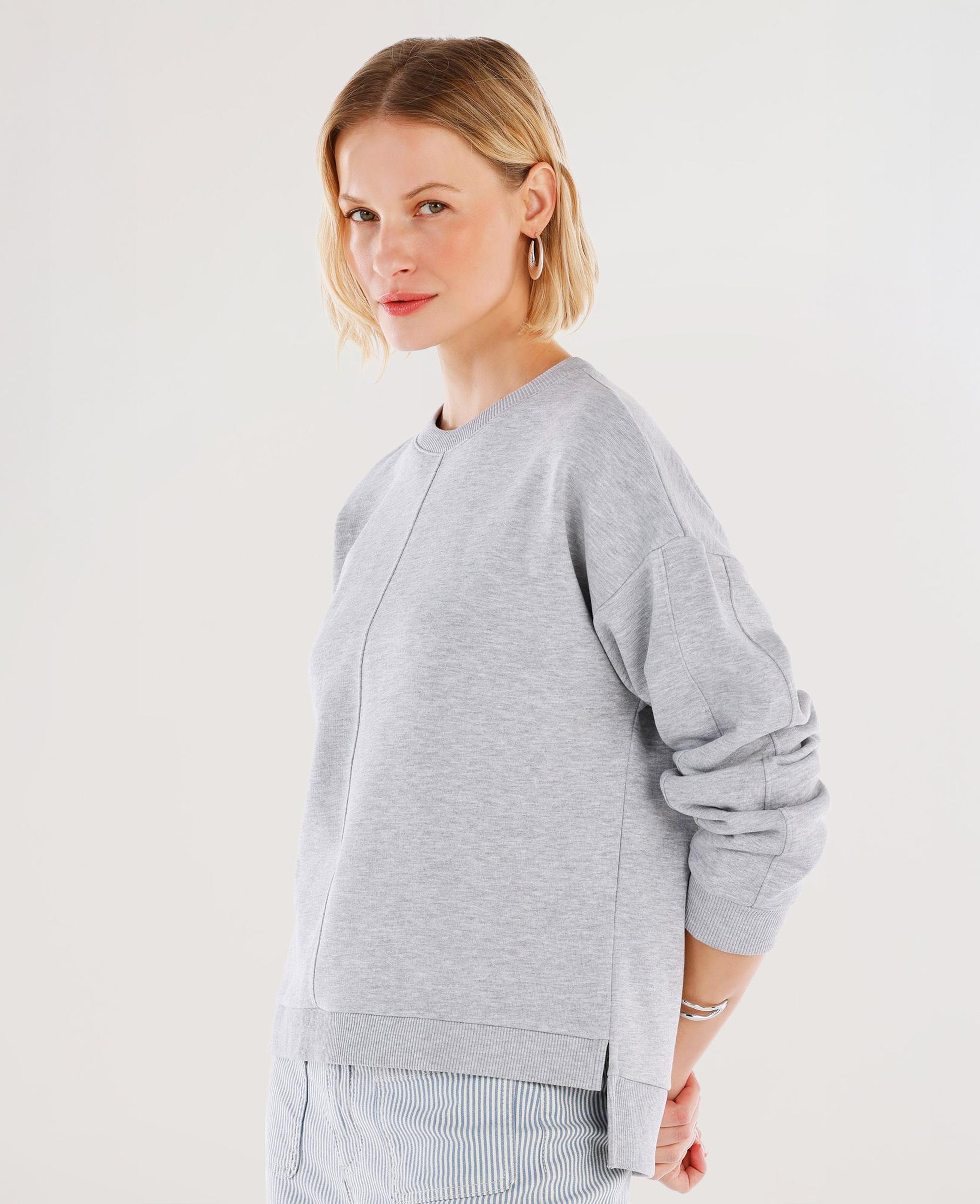YARGICI Dikiş Ve Yırtmaç Detaylı Bisiklet Yaka Sweatshirt