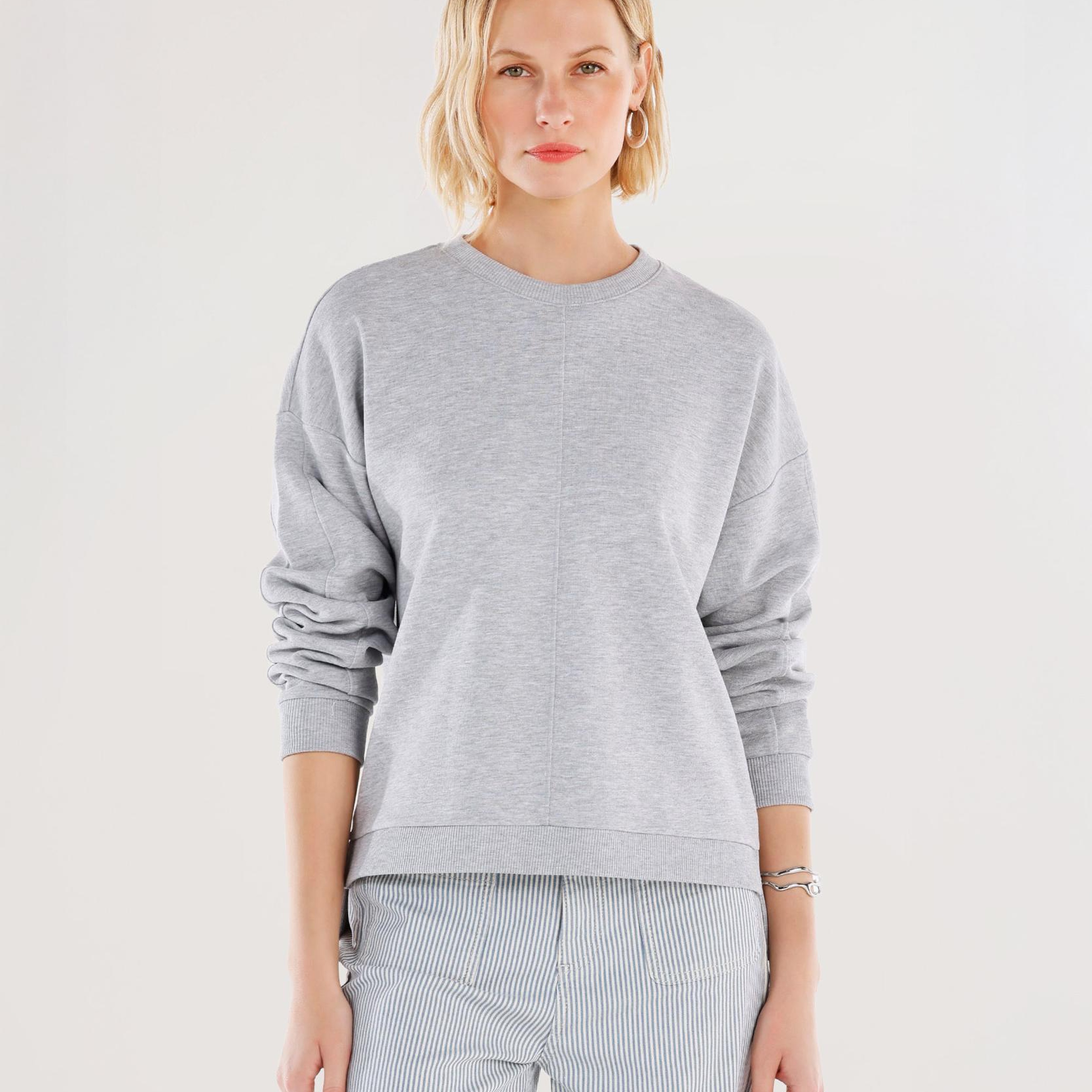 YARGICI Dikiş Ve Yırtmaç Detaylı Bisiklet Yaka Sweatshirt