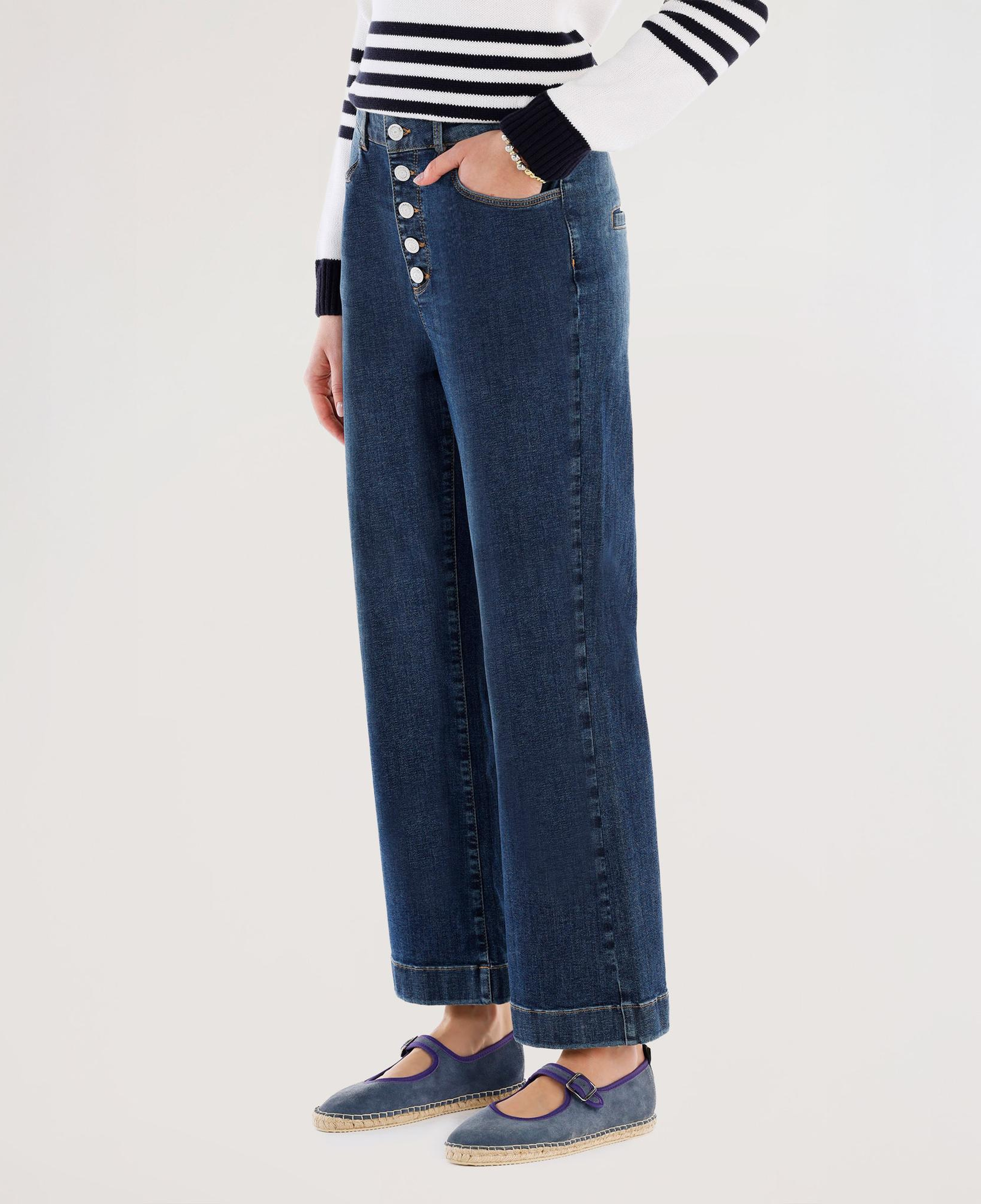 YARGICI Düğme Detaylı İspanyol Paça Normal Bel Denim Pantolon