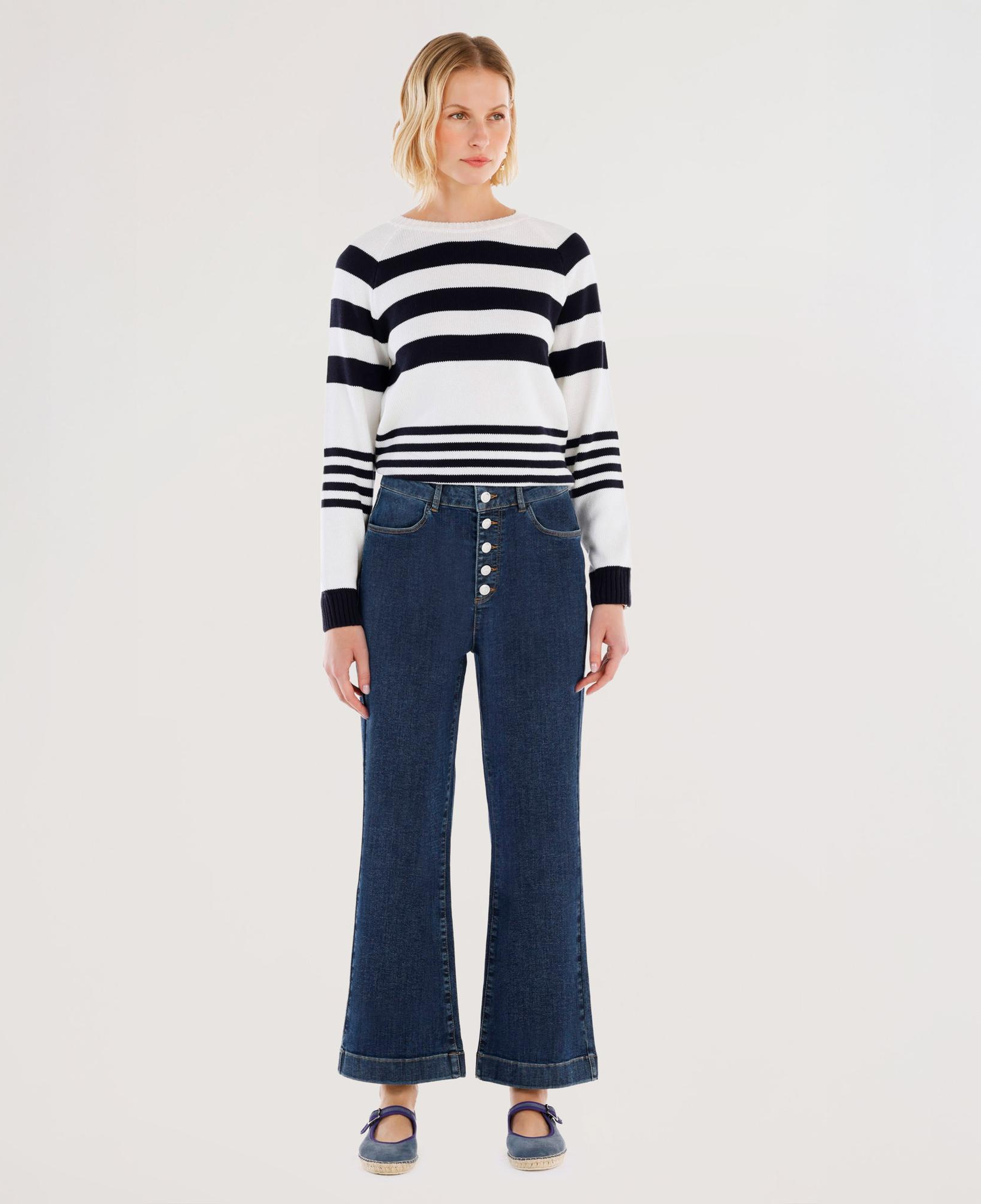 YARGICI Düğme Detaylı İspanyol Paça Normal Bel Denim Pantolon