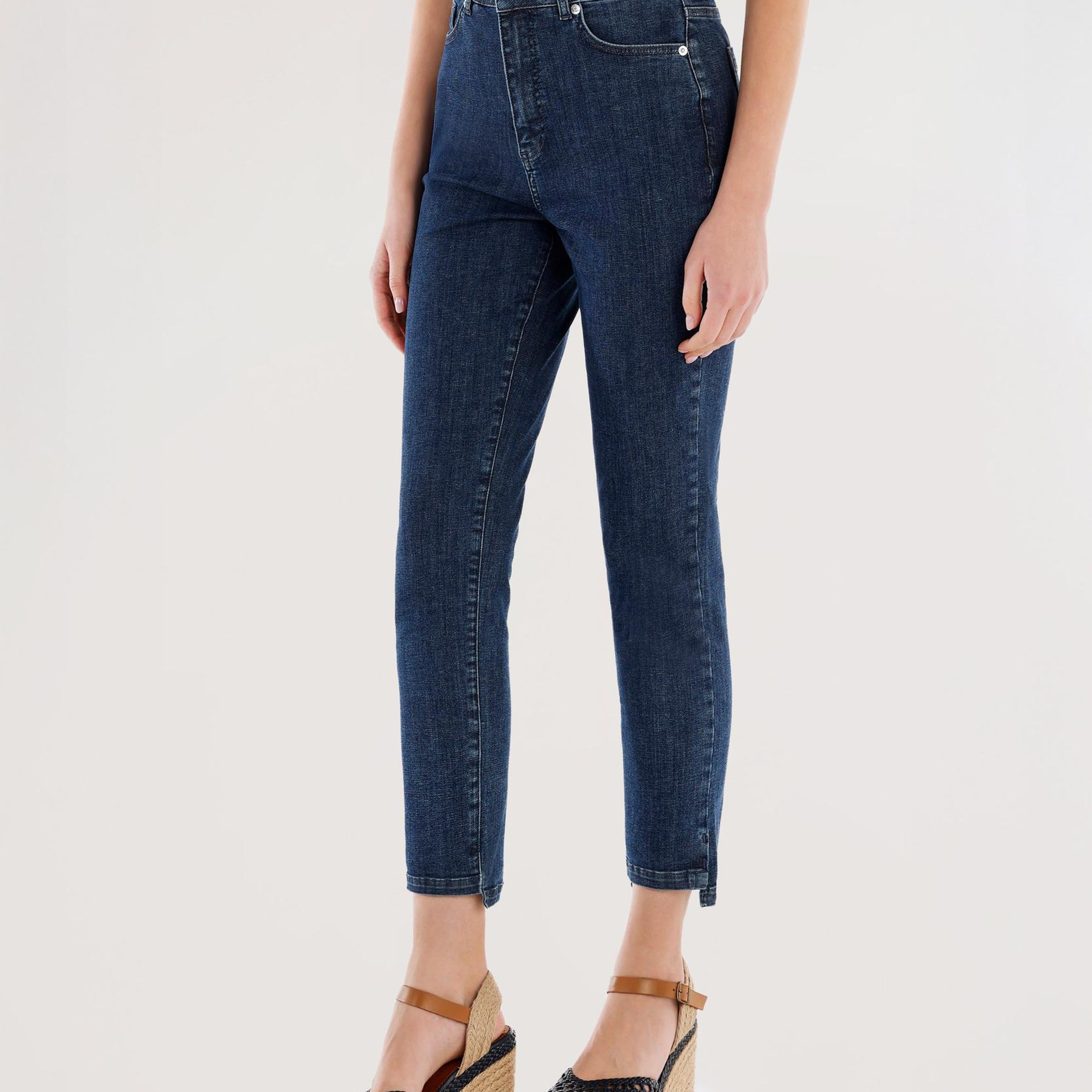 YARGICI Paça Yırtmaç Detaylı Normal Bel Dar Boru Paça Denim Pantolon