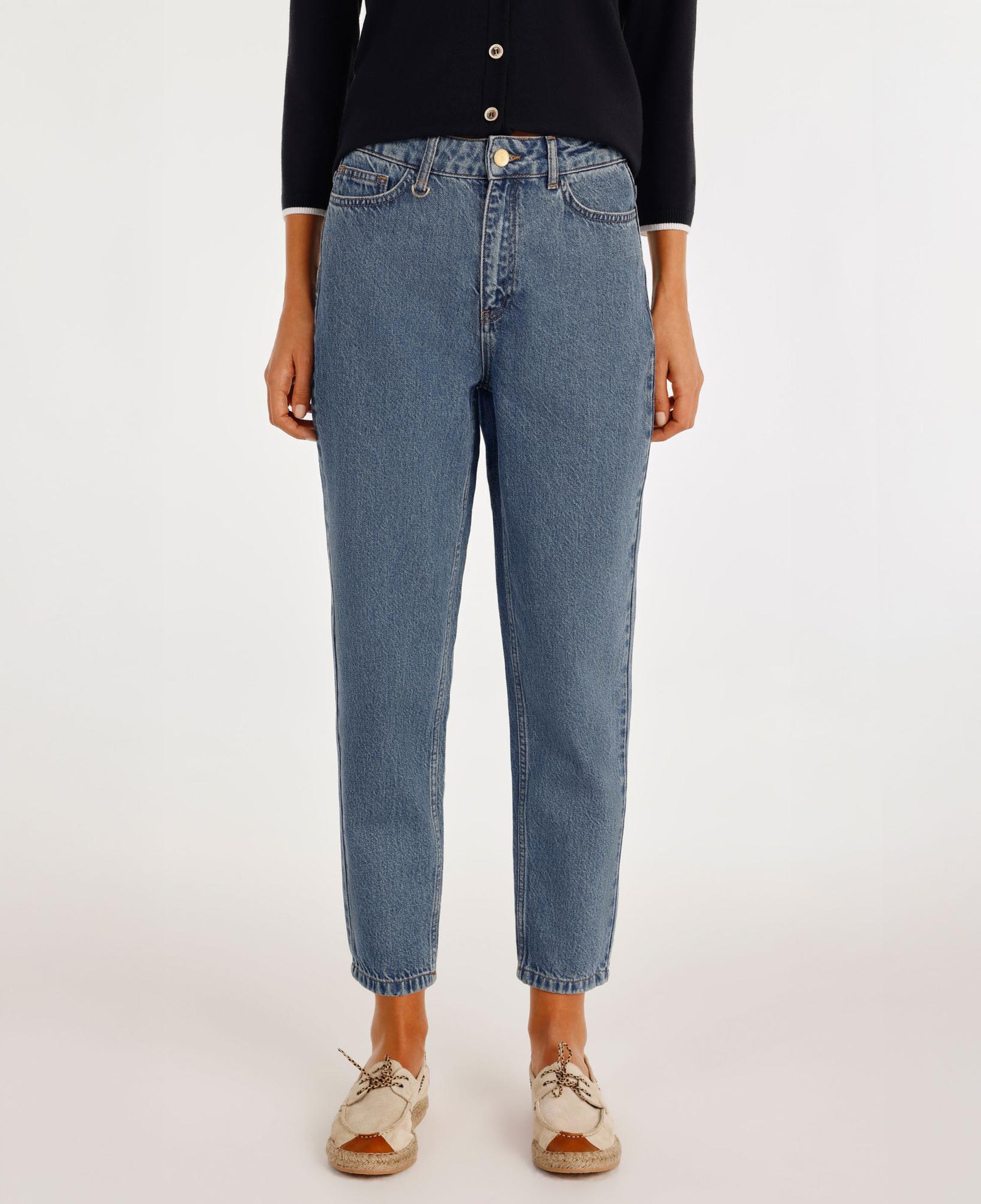 YARGICI Kemer Aksesuarlı Yüksel Bel Mom Fit Denim Pantolon